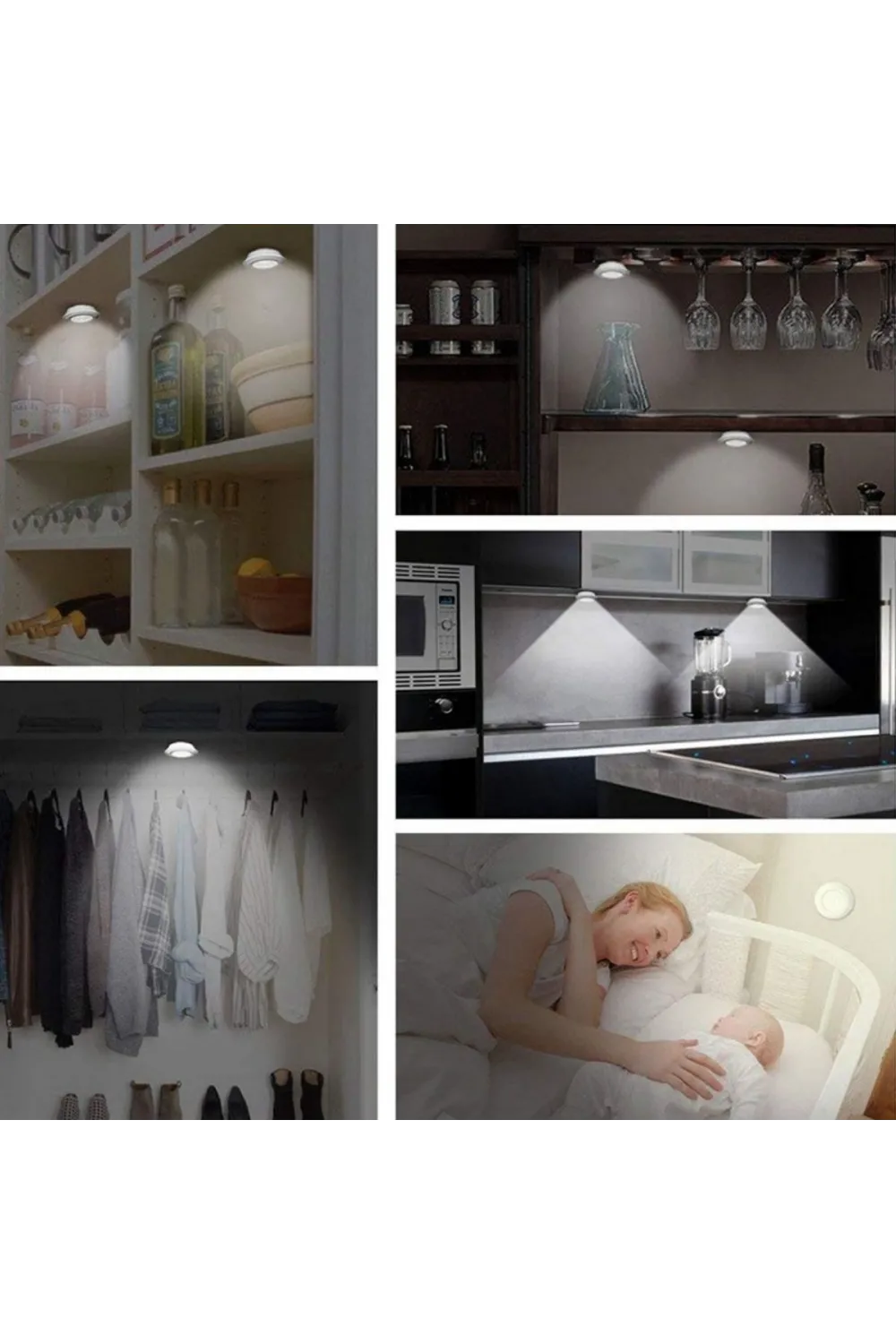 3lü Uzaktan Kumandalı Pilli Yapışkanlı Kablosuz Led Spot Lambalar