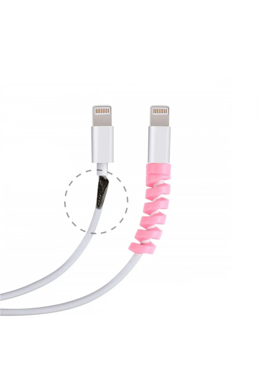 4lü Apple, Android Şaj Kablosu Koruyucu Silikon Spiral Yay Aparat