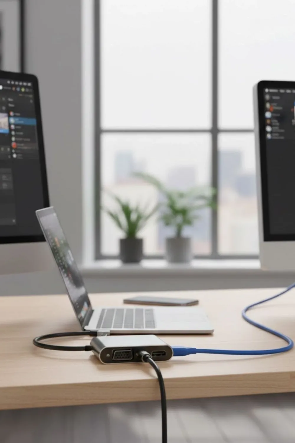4’ü 1 Arada Type-C to Hub Dönüştürücü Adaptör – 4K Ultra HD HDMI & VGA Görüntü Aktarımı, PD Hızlı Şarj Destekli, USB Çoklayıcı
