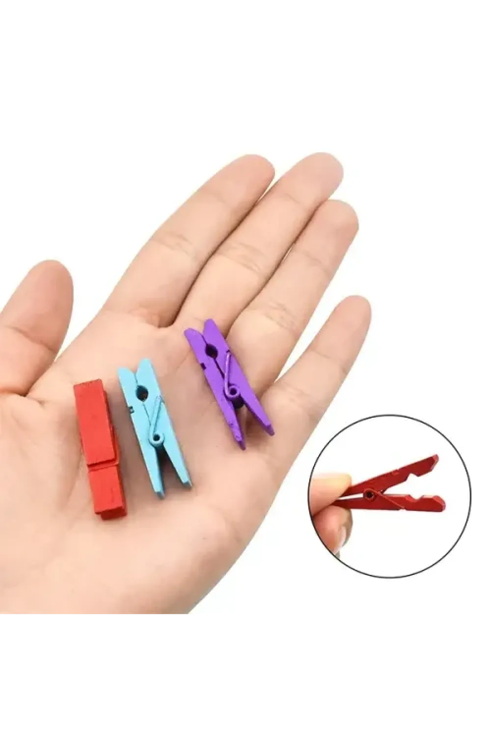 50li Renkli Ahşap Mandal Seti (3.5 cm)