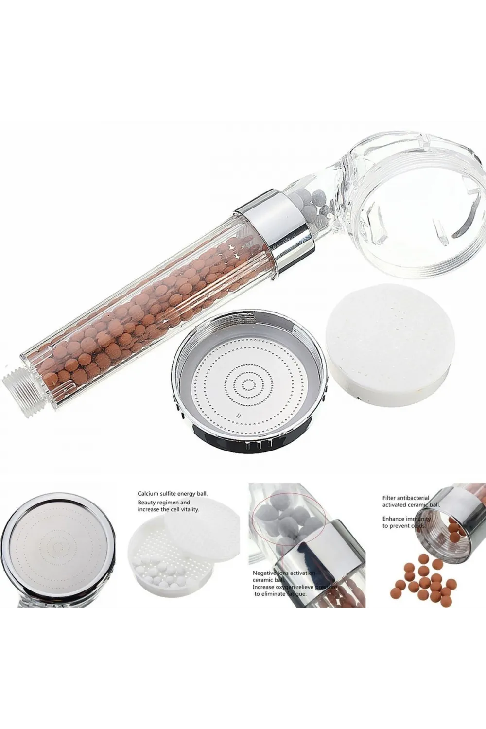 %50 Su Tasarruflu ve Arıtmalı Doğal Taşlı Banyo El Duş Başlığı
