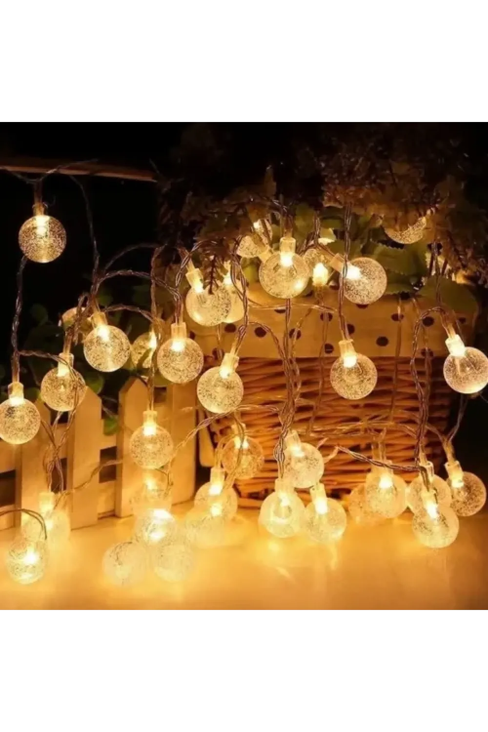 5m 28 Led Kristal Top Gün Işığı Şeffaf Kablo Fişli Eklemeli