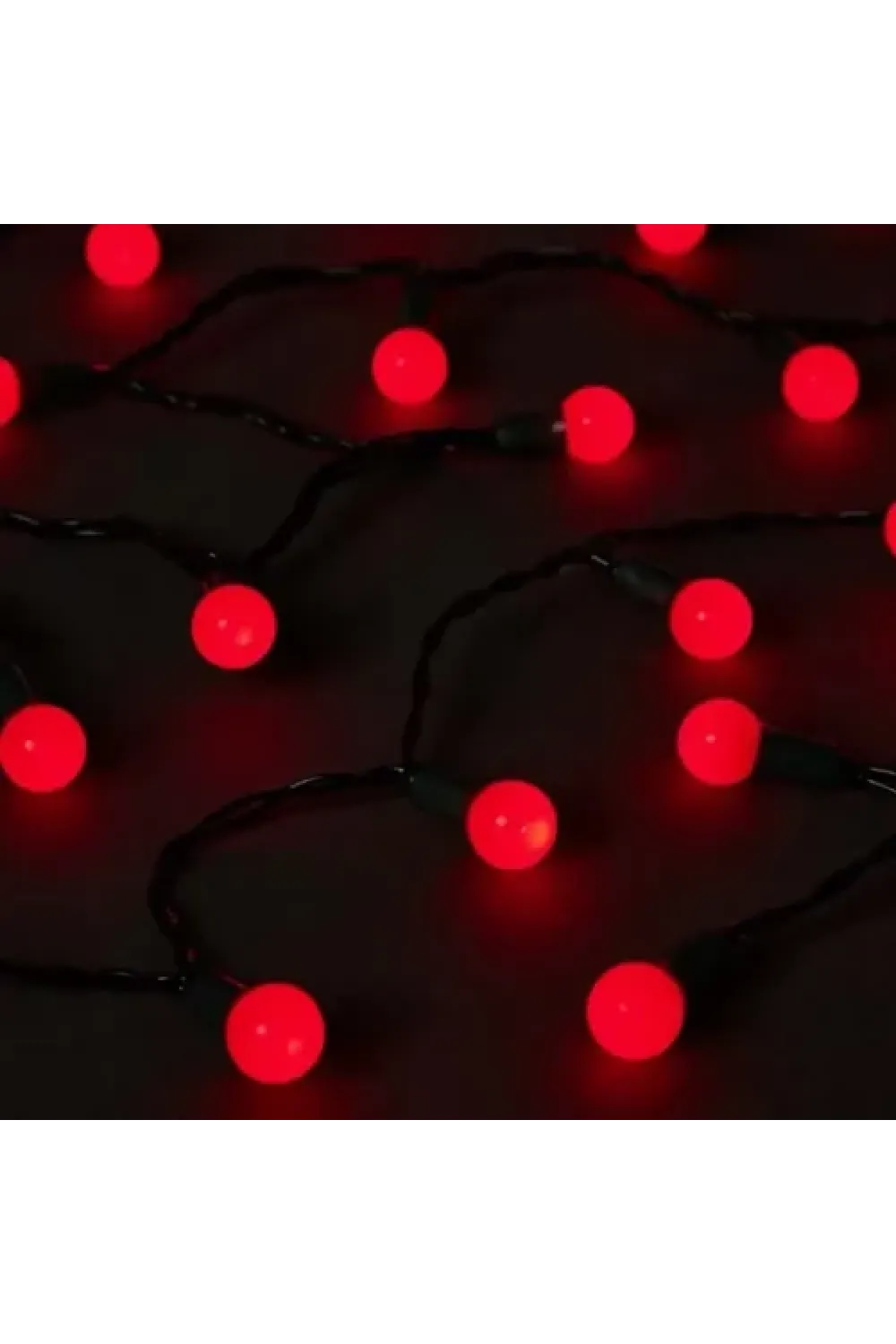 5m 28 LED Mini Top Işık Kırmızı - Fişli, Siyah Kablo