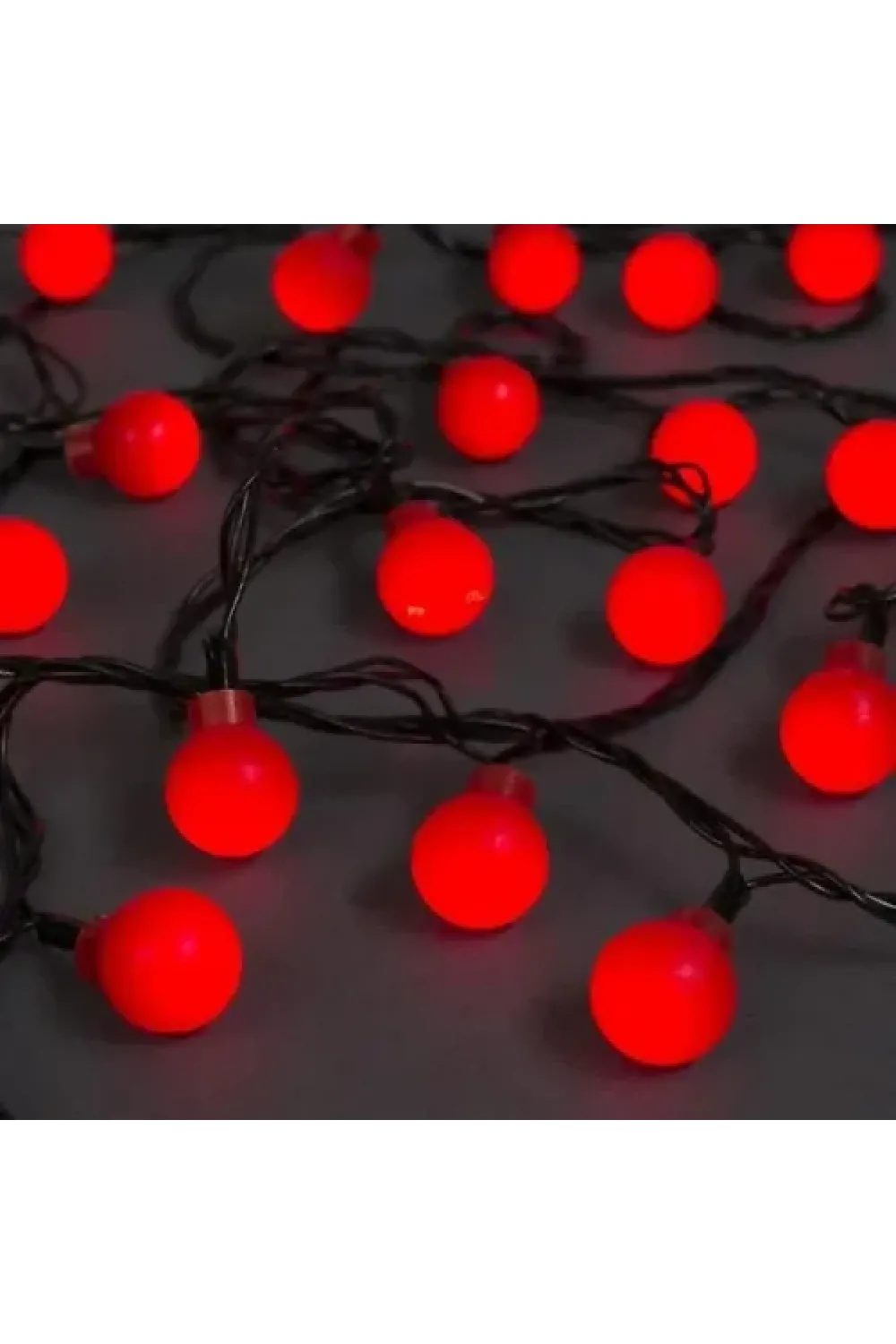 5m 28 LED Mini Top Işık Kırmızı - Fişli, Siyah Kablo