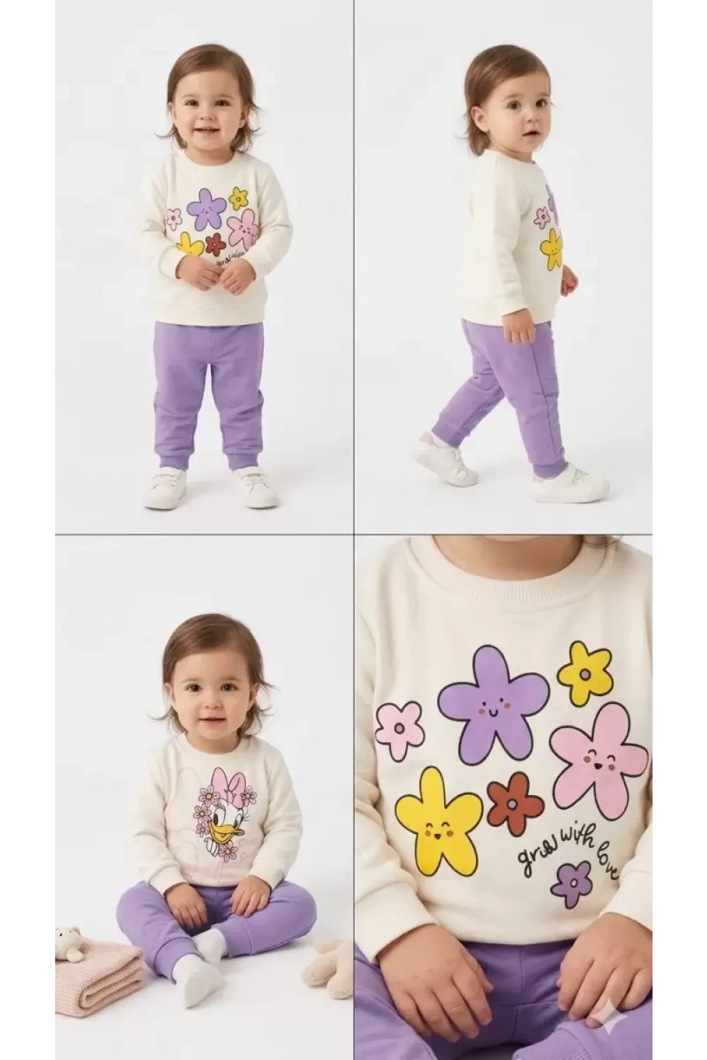 6/24 Ay Çiçek Baskılı Basic Bebek Takımı