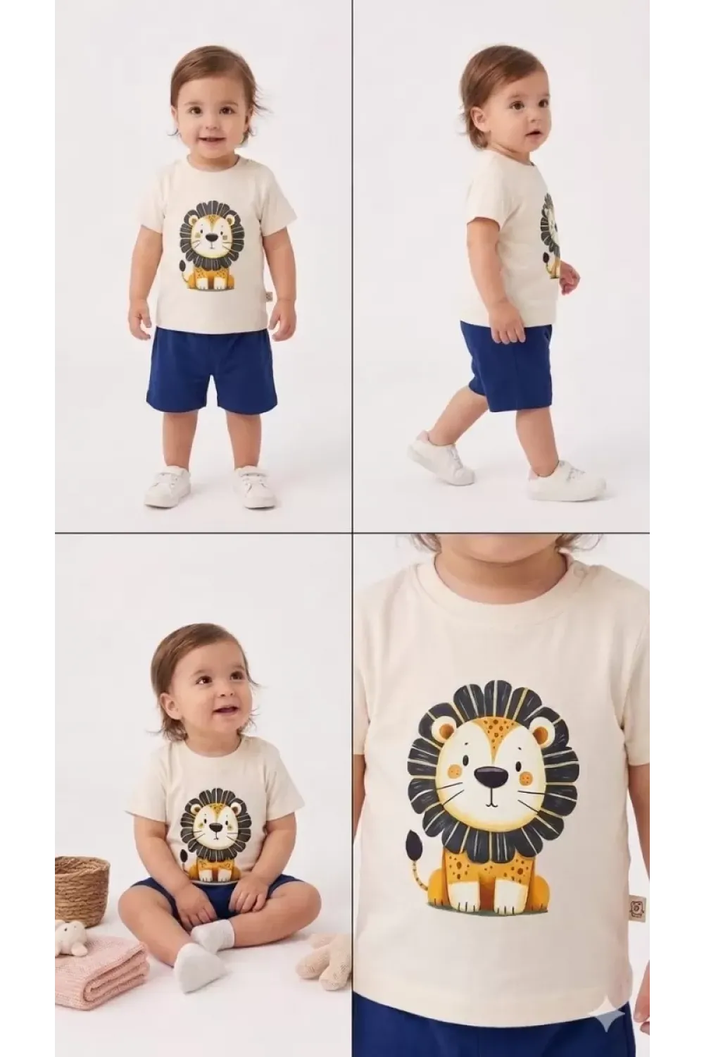6/24 Ay Keten Şortlu Basic Bebek Takımı