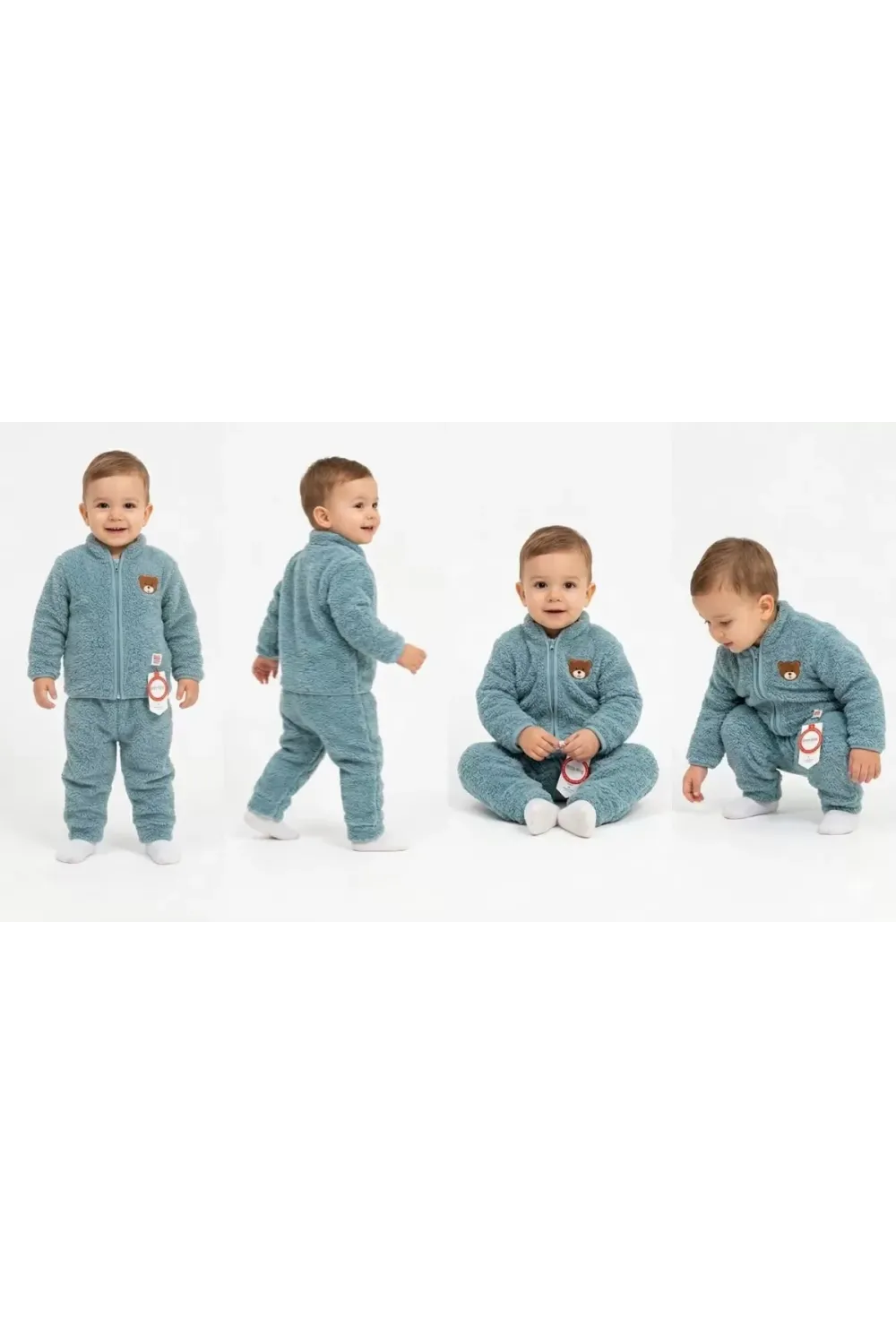 6/24 Ay Peluş Kumaş Fermuarlı Bebek Takımı