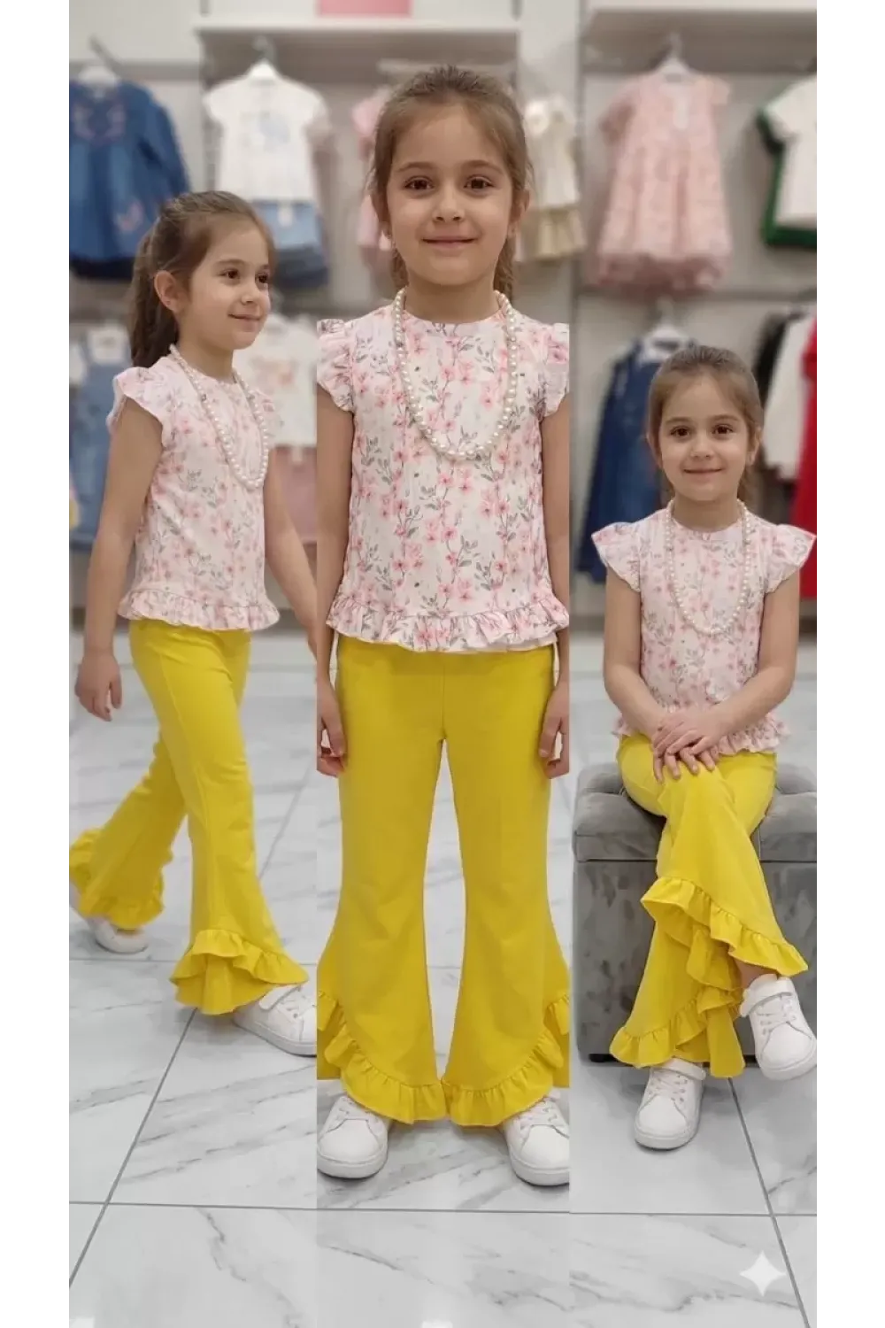 6-7-8 Yaş Kolyeli Full Likra Çocuk Takımı