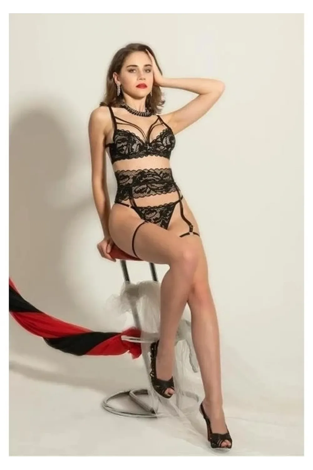 ieg™  6222 Fantezi Sütyen Jartiyer String Takım