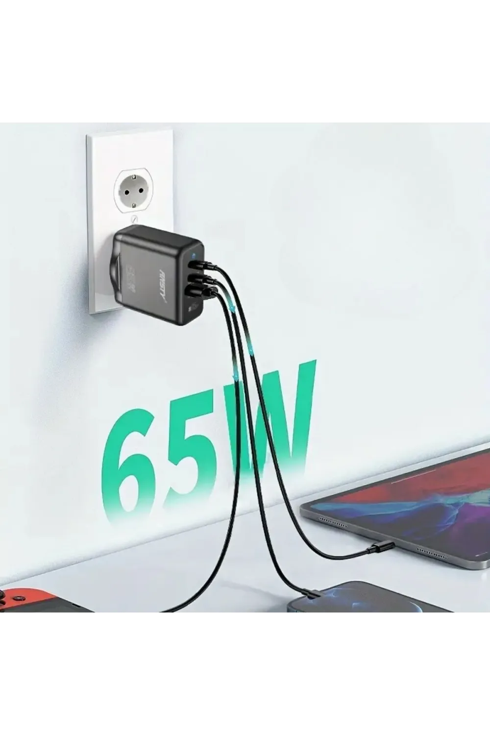 65W Hızlı Şarj Edebilen TYPE C uçlu Şarj Aleti