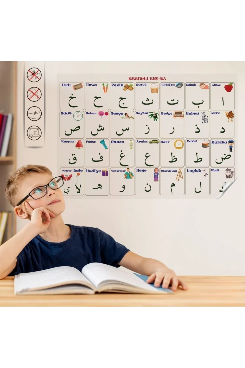 70x100 cm Statik Kağıt Elif-Ba Öğrenme Tahtası