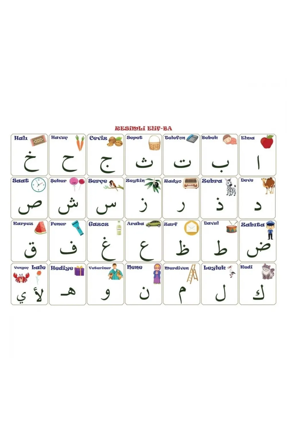 70x100 cm Statik Kağıt Elif-Ba Öğrenme Tahtası