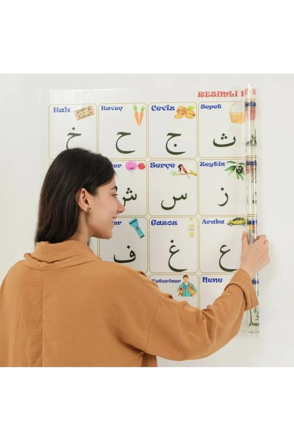 70x100 cm Statik Kağıt Elif-Ba Öğrenme Tahtası