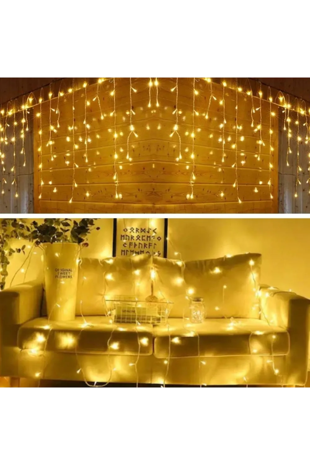 8 Fonksiyonlu 16 Saçaklı Perde Led 3 x 1 (Günışığı)