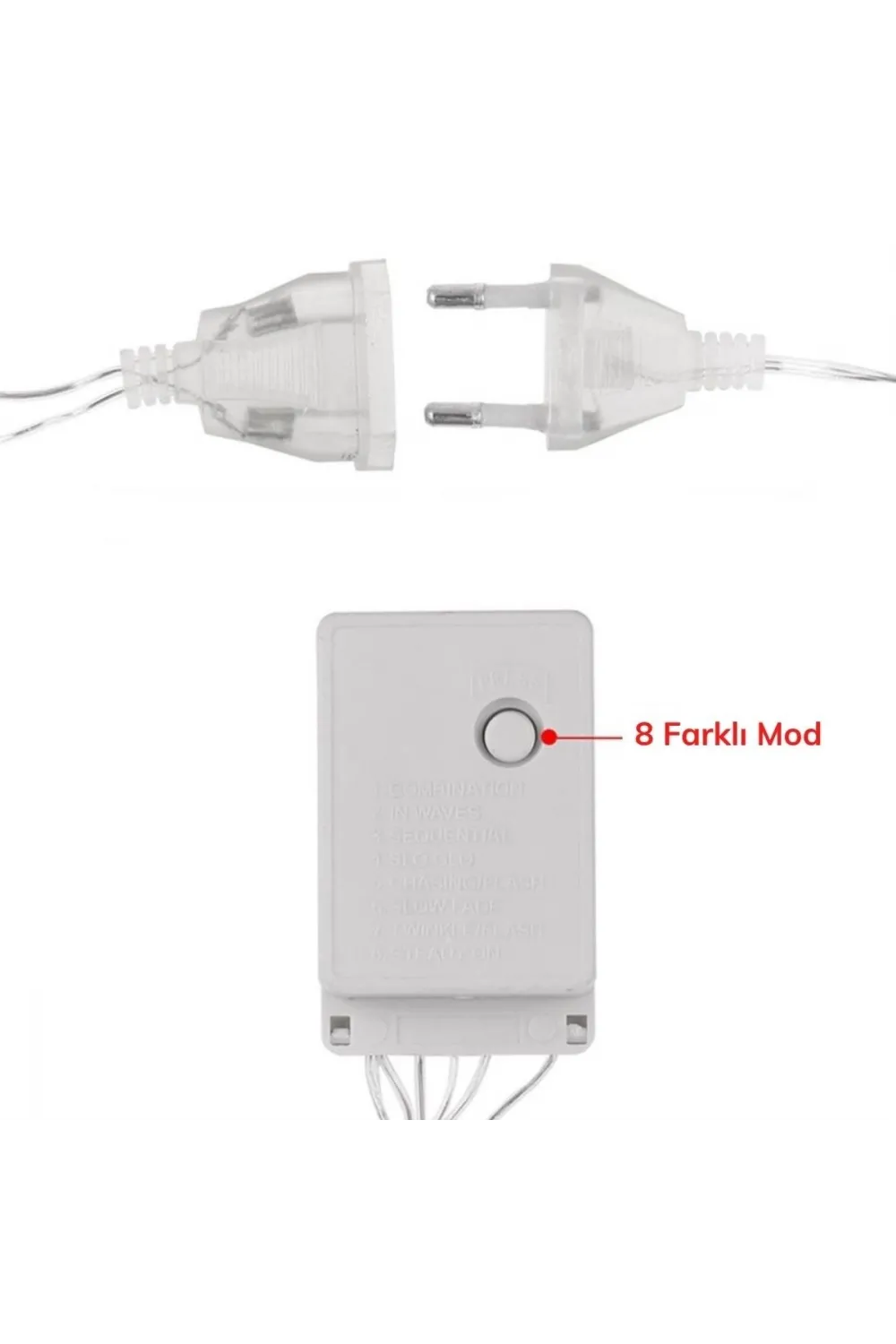 8 Fonksiyonlu 16 Saçaklı Perde Led 3 x 1 (Günışığı)