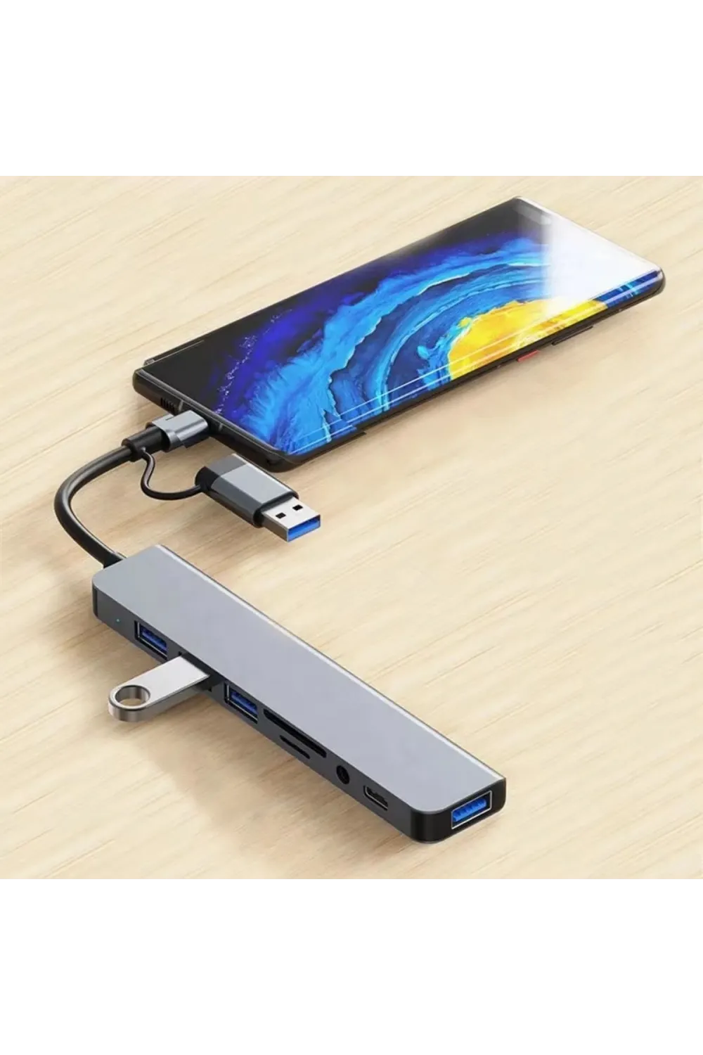 8 in 1 Usb Çevirici Notebook Macbook Type-C Uyumlu Görüntü Aktarıcı Hub