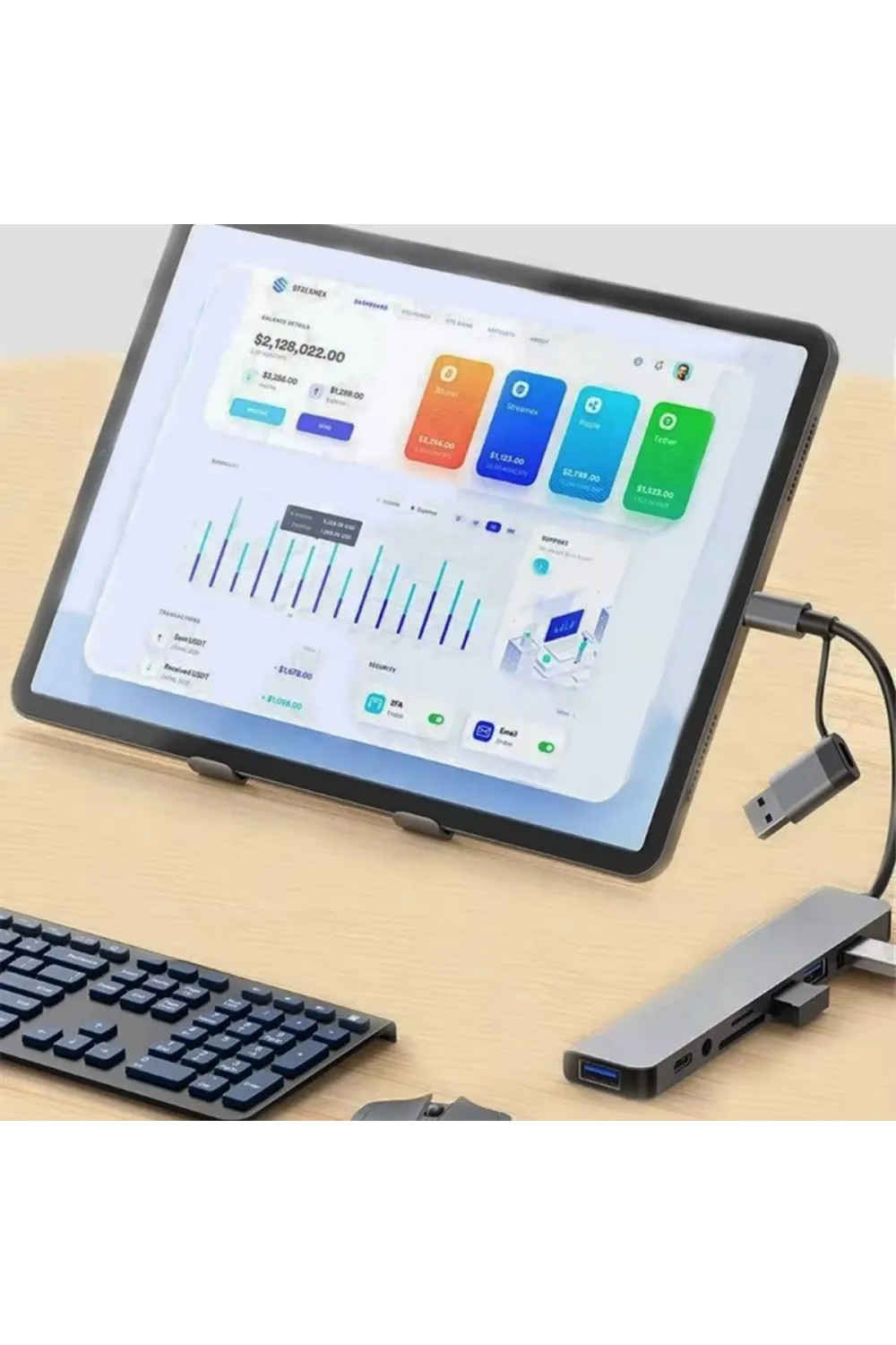 8 in 1 Usb Çevirici Notebook Macbook Type-C Uyumlu Görüntü Aktarıcı Hub