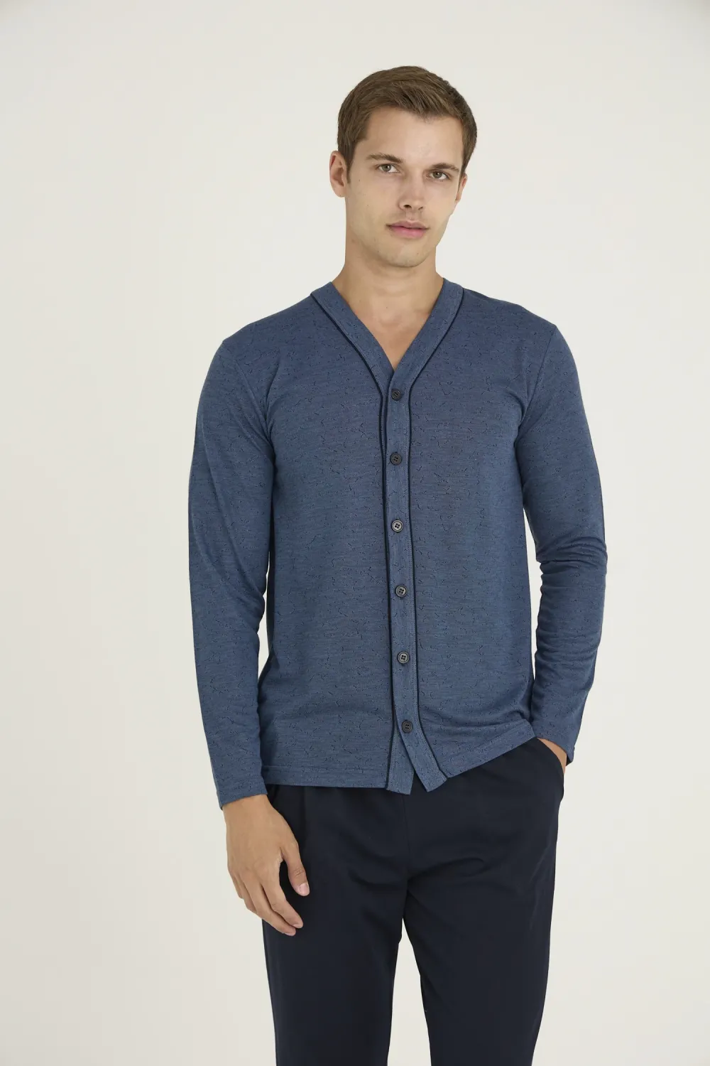 ieg™  9225 Erkek V.Yaka Boydan Düğmeli Pijama Takım