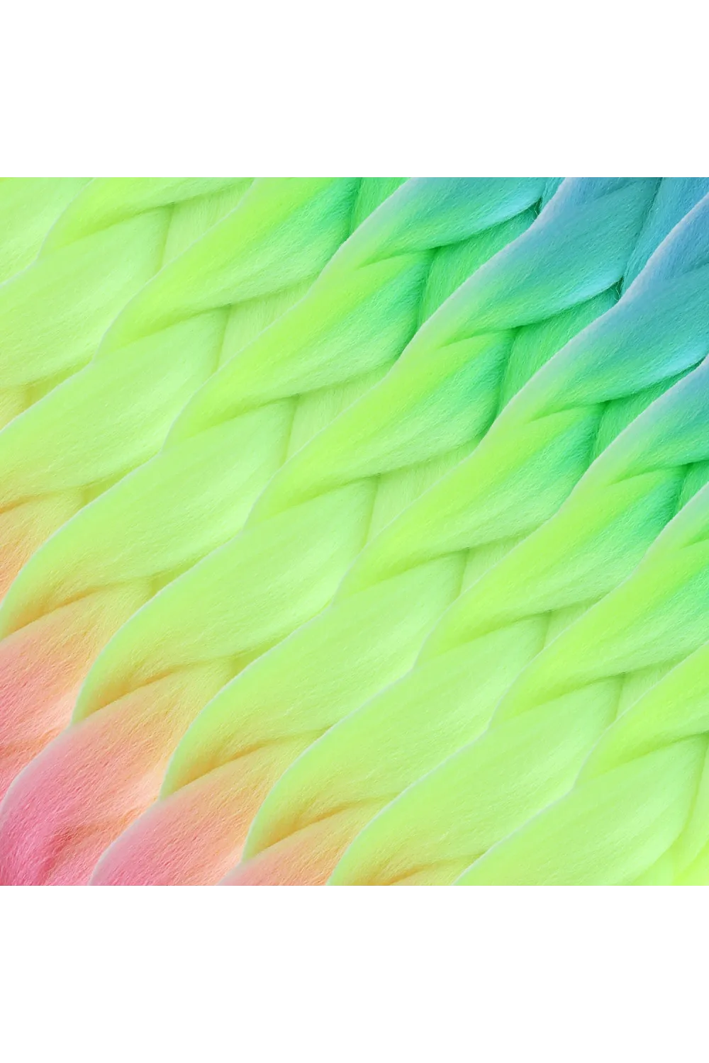 Afrika Örgülük Ombreli Sentetik Saç 100 Gr. - Açık Mavi / Neon Sarı / Pembe
