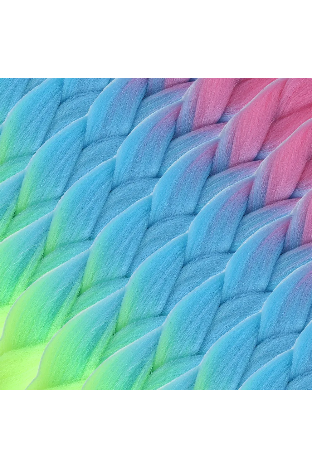 Afrika Örgülük Ombreli Sentetik Saç 100 Gr. - Pembe / Açık Mavi / Neon Sarı