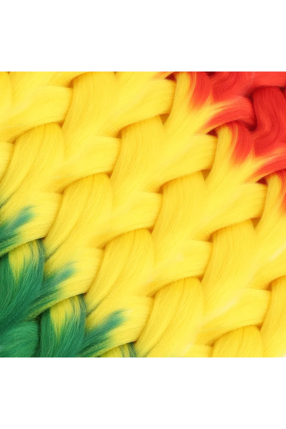 Afrika Örgüsü Ve Rasta İçin Sentetik Ombreli Saç - Turuncu / Sarı / Yeşil