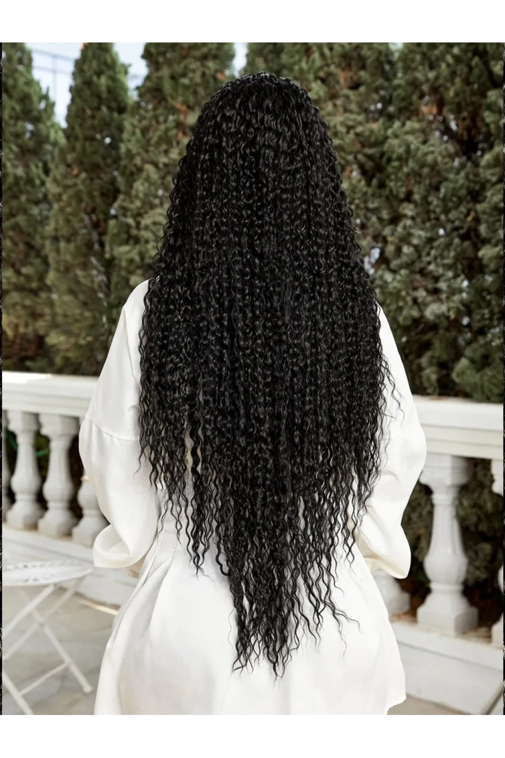 Afro Dalga Fiber Sentetik Tül Peruk - Siyah
