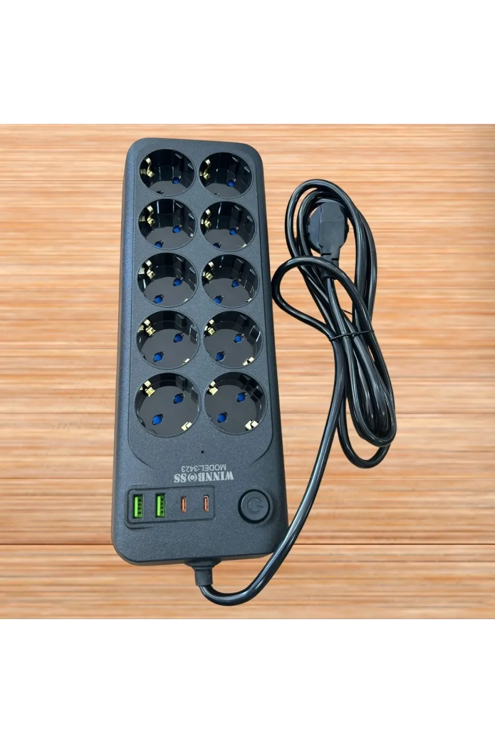 ieg™  Akım Korumalı Termal Uzatma Kablosu – 10 Priz, 2 USB ve 2 Type-C Girişli, Güçlü Çoklu Priz