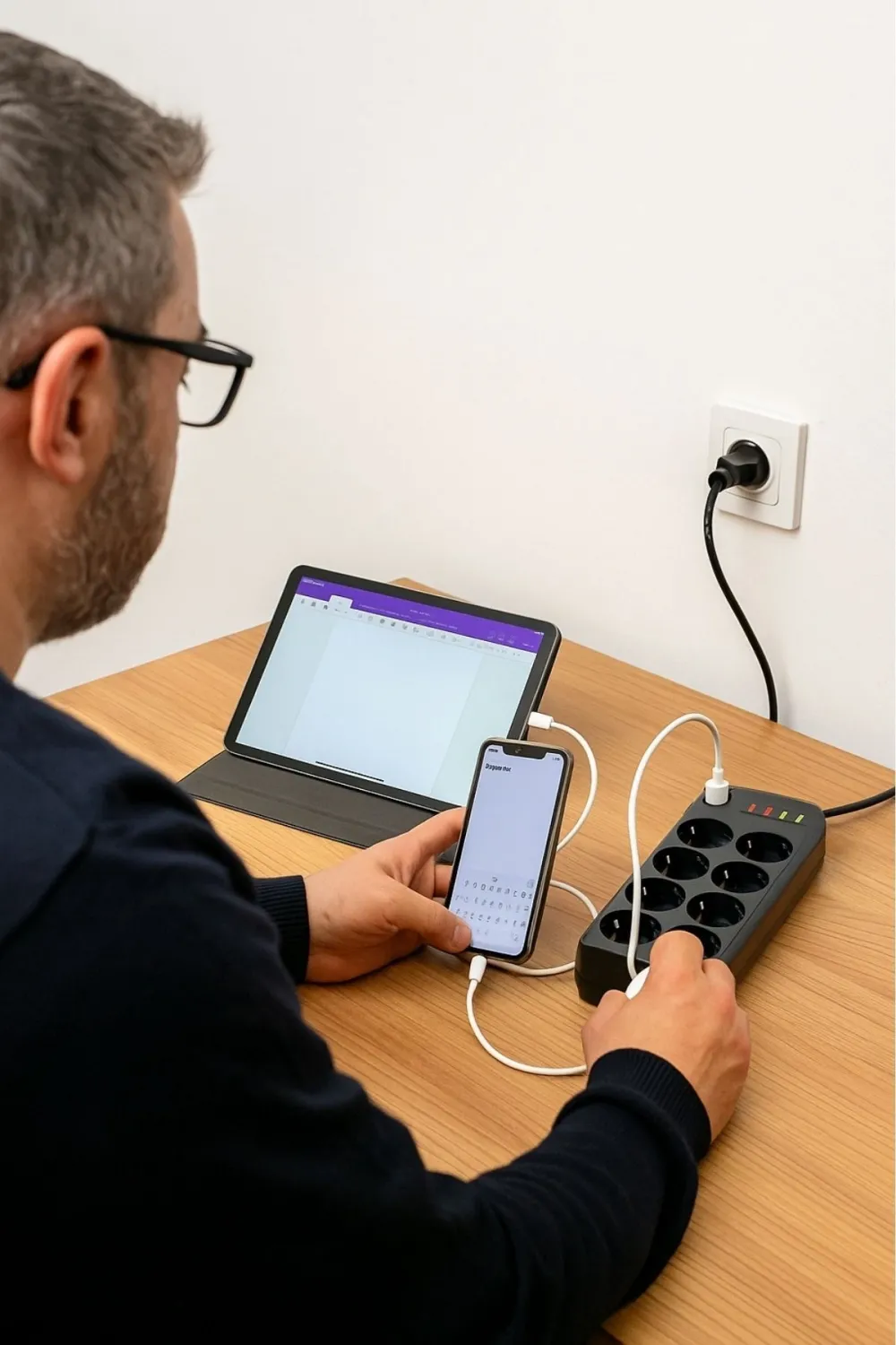 ieg™  Akım Korumalı Termal Uzatma Kablosu – 8 Priz, 2 USB ve 2 Type-C Girişli, Güçlü Çoklu Priz