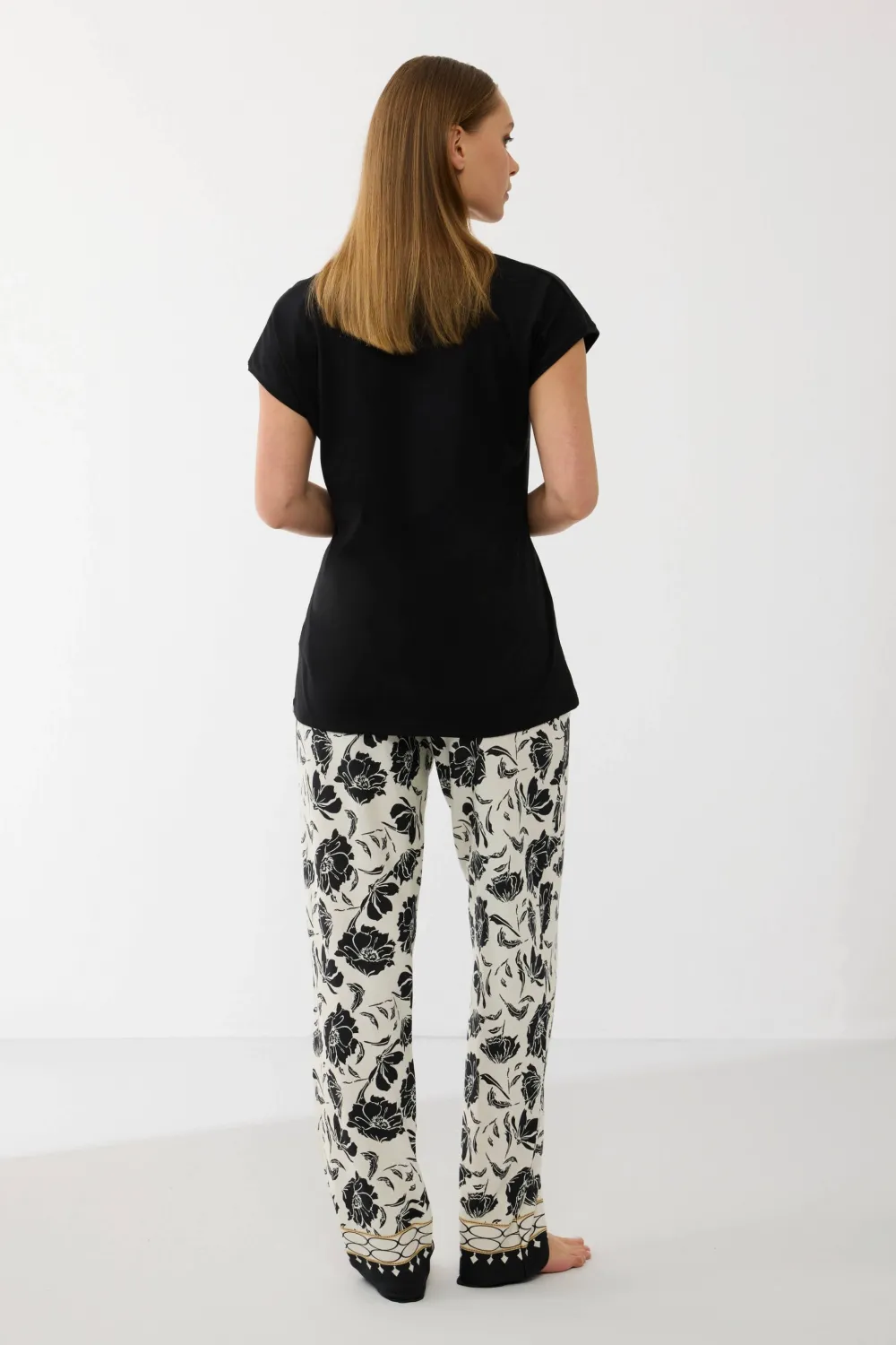 ieg™ Anıl 11709 Kadın Kısa Kol Tencel Kumaş Desenli Pijama Takımı