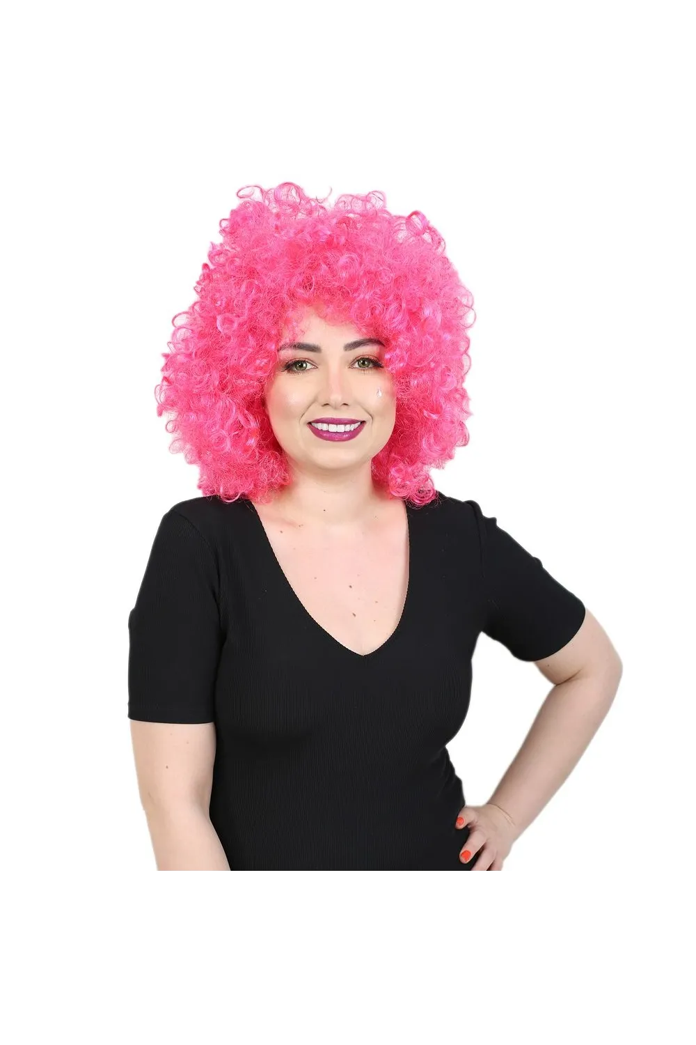 Animasyon Parti Ve Palyaço Peruğu - Neon Pembe