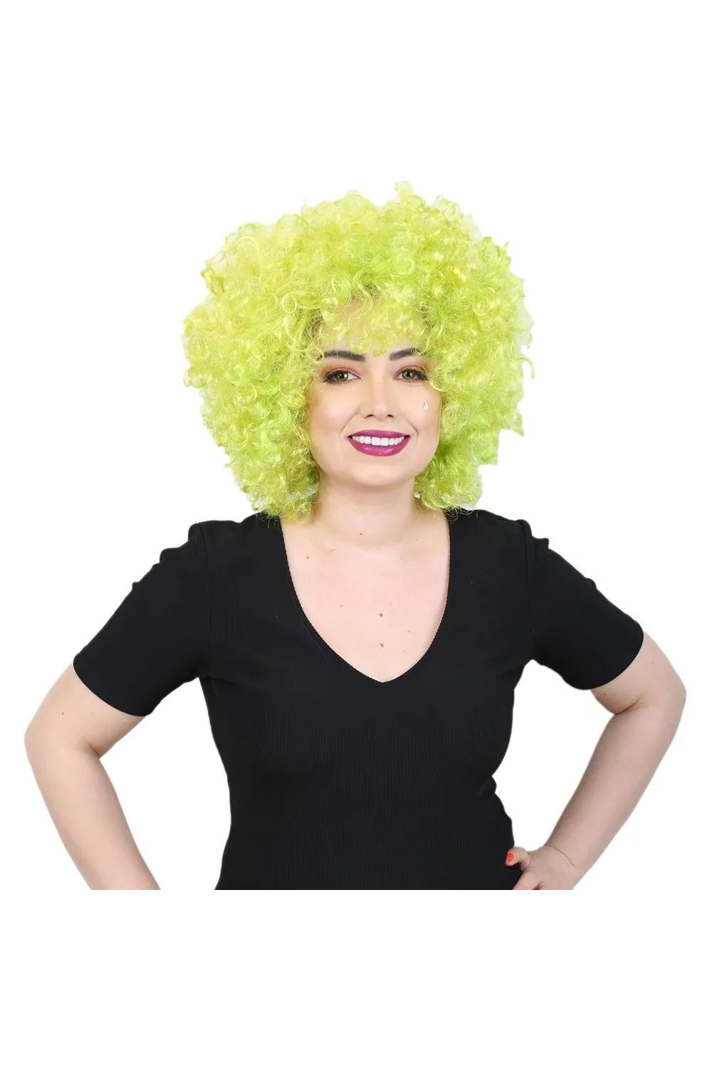 Animasyon Parti Ve Palyaço Peruğu - Neon Yeşil