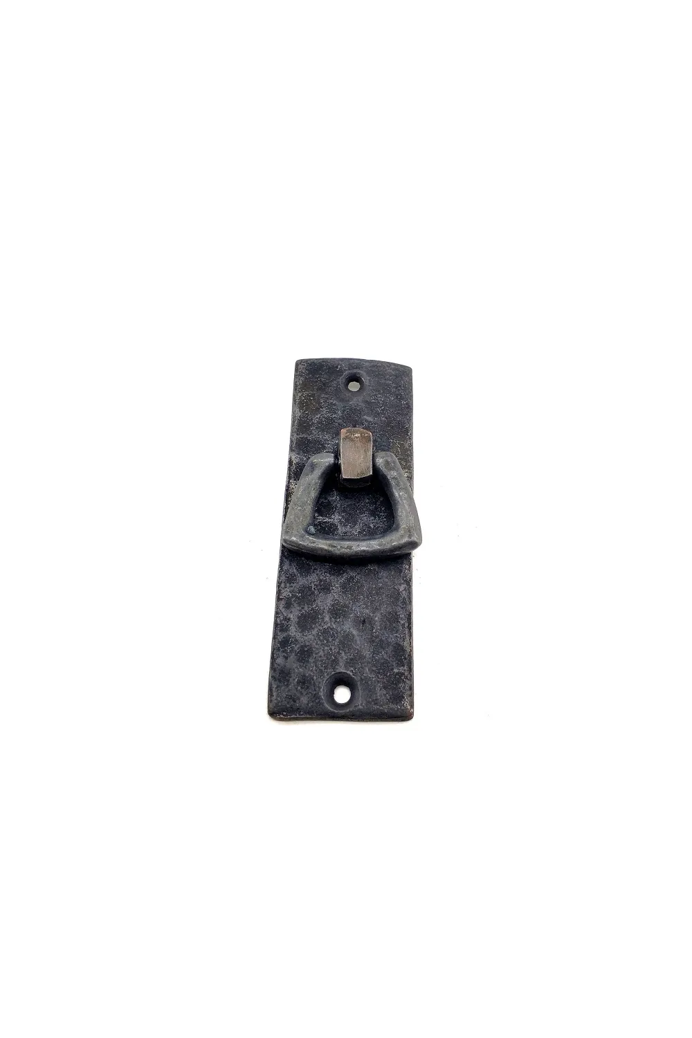 Antika Tarz Dekoratif Pirinç Dik Dövme Mobilya Kulbu - 90x31 mm, Oksit