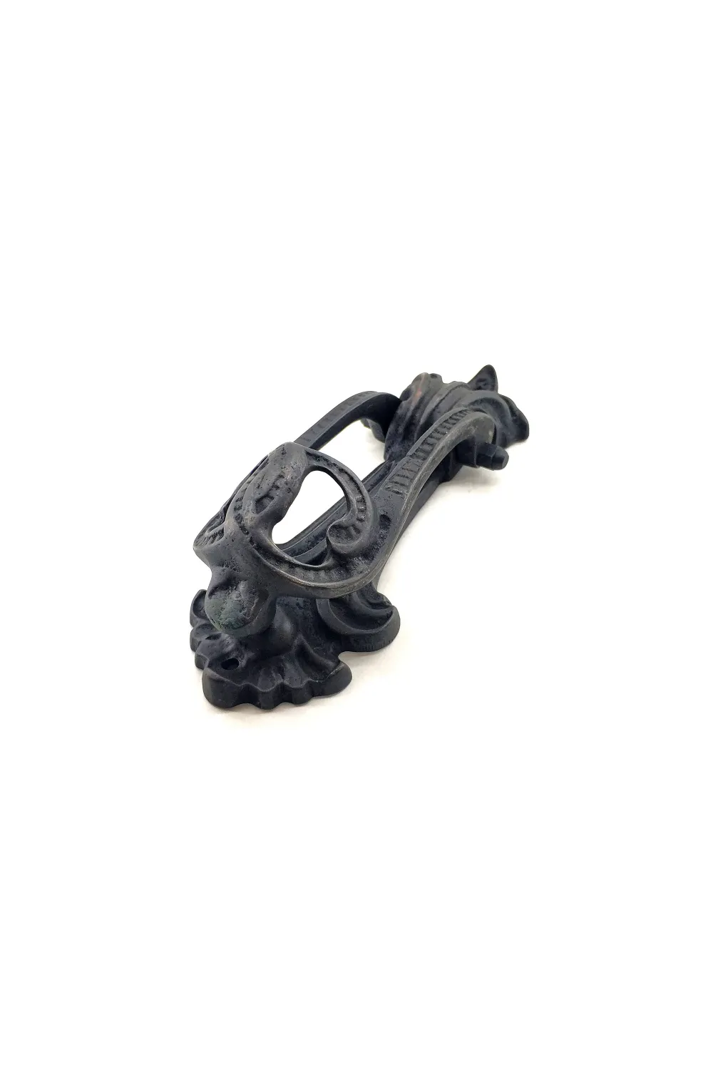 Antika Tarz Dekoratif Pirinç Doğa Kapı Tokmağı, Taktak - 205x73 mm, Oksit
