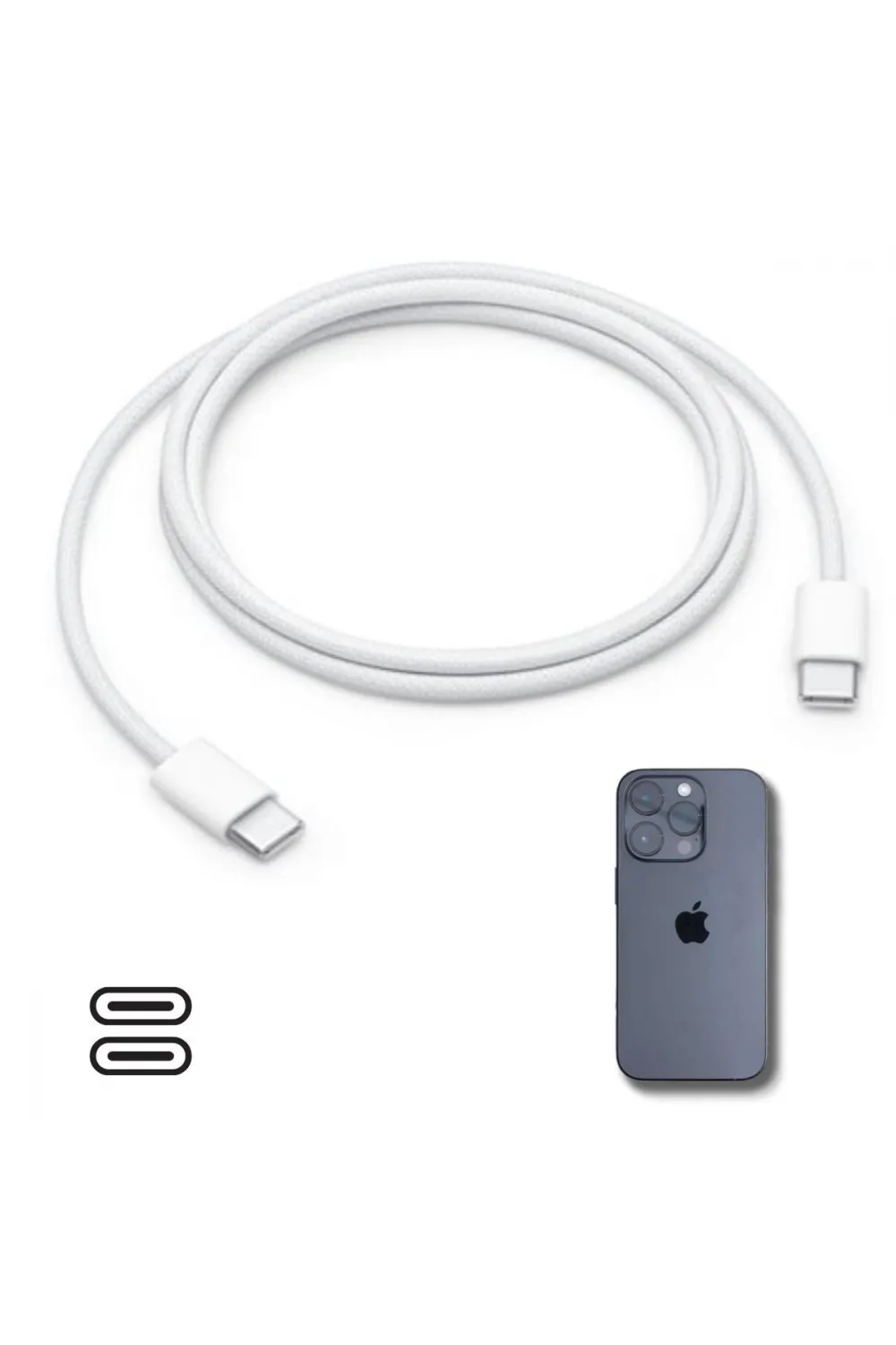 Apple 15/15 Pro Type-C to Type-C Hasır Örgü Hızlı Şarj Kablosu (1m)