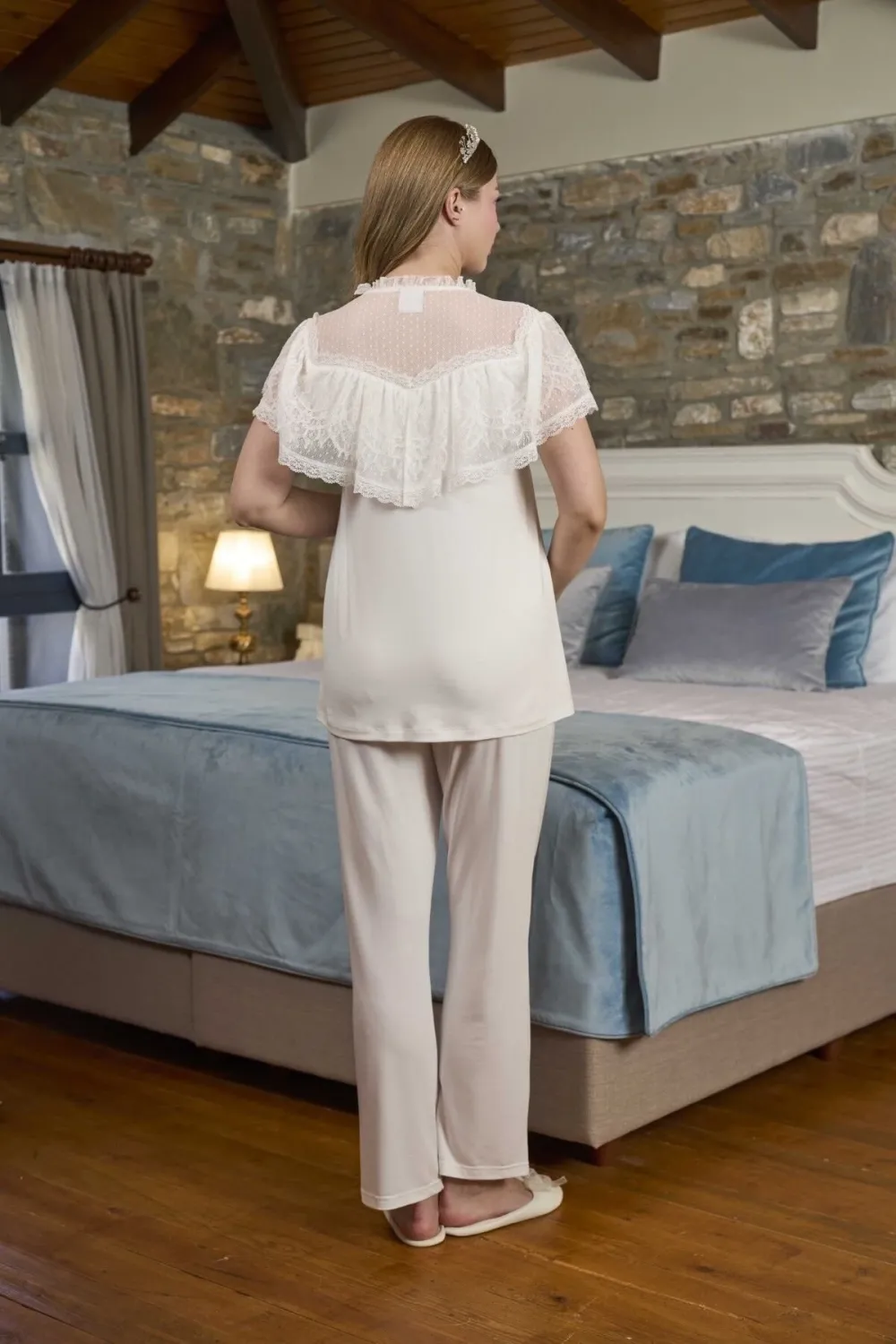 ieg™ Aqua 26302 Dantel Detay Lohusa Pijama Takımı