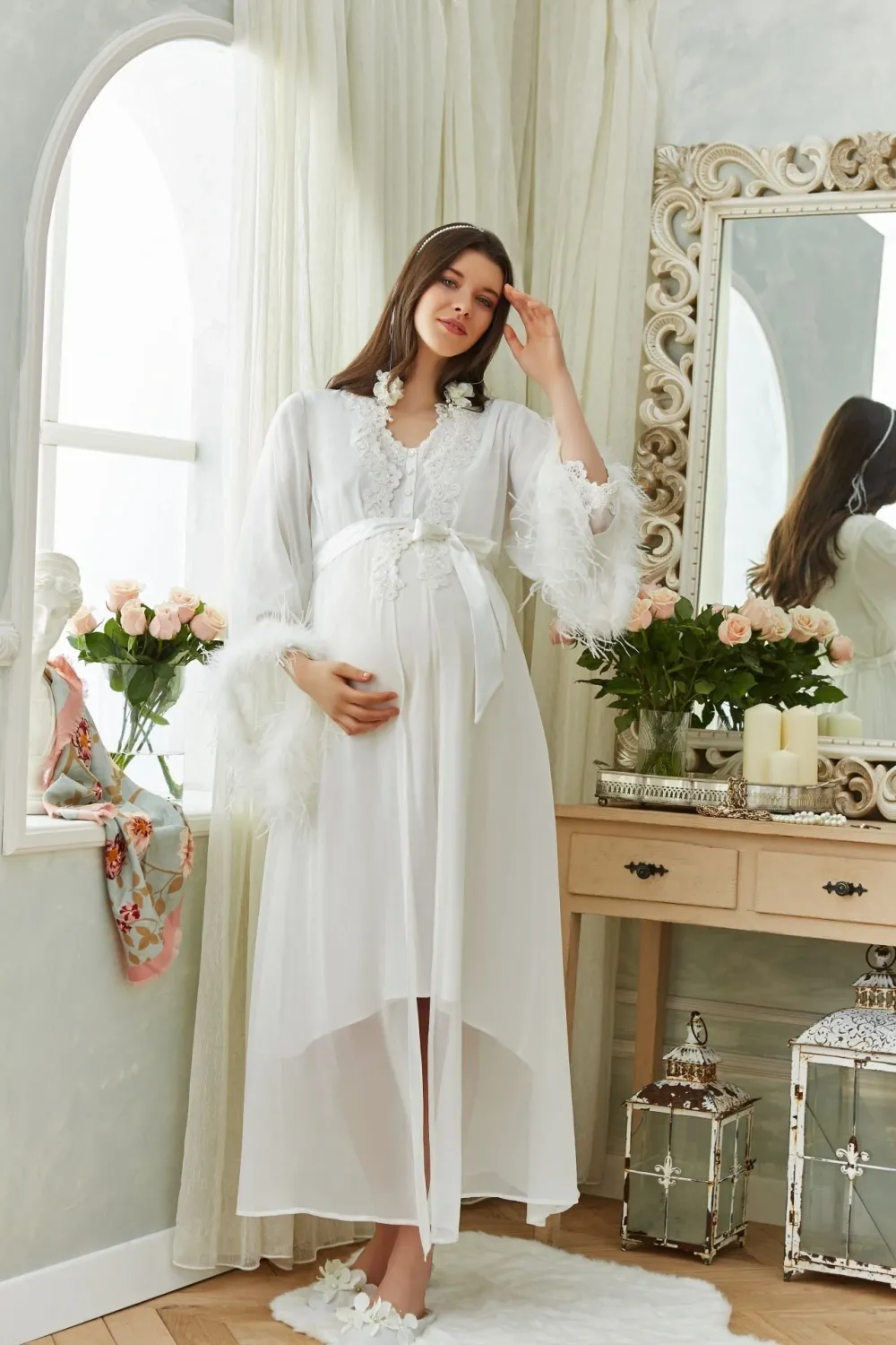 ieg™ Aqua 26355 Otrişli Şifon Pullu Brodeli Sabahlık