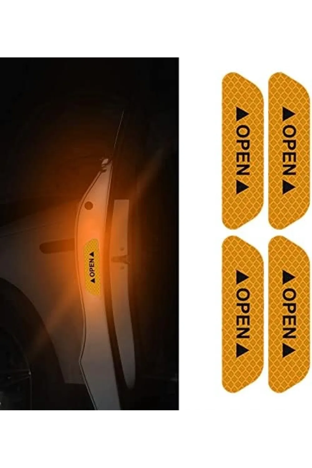Araba Kapı Açık Uyarı Reflektörü Etiket Sticker 4lü 9.5x2.5cm Sarı