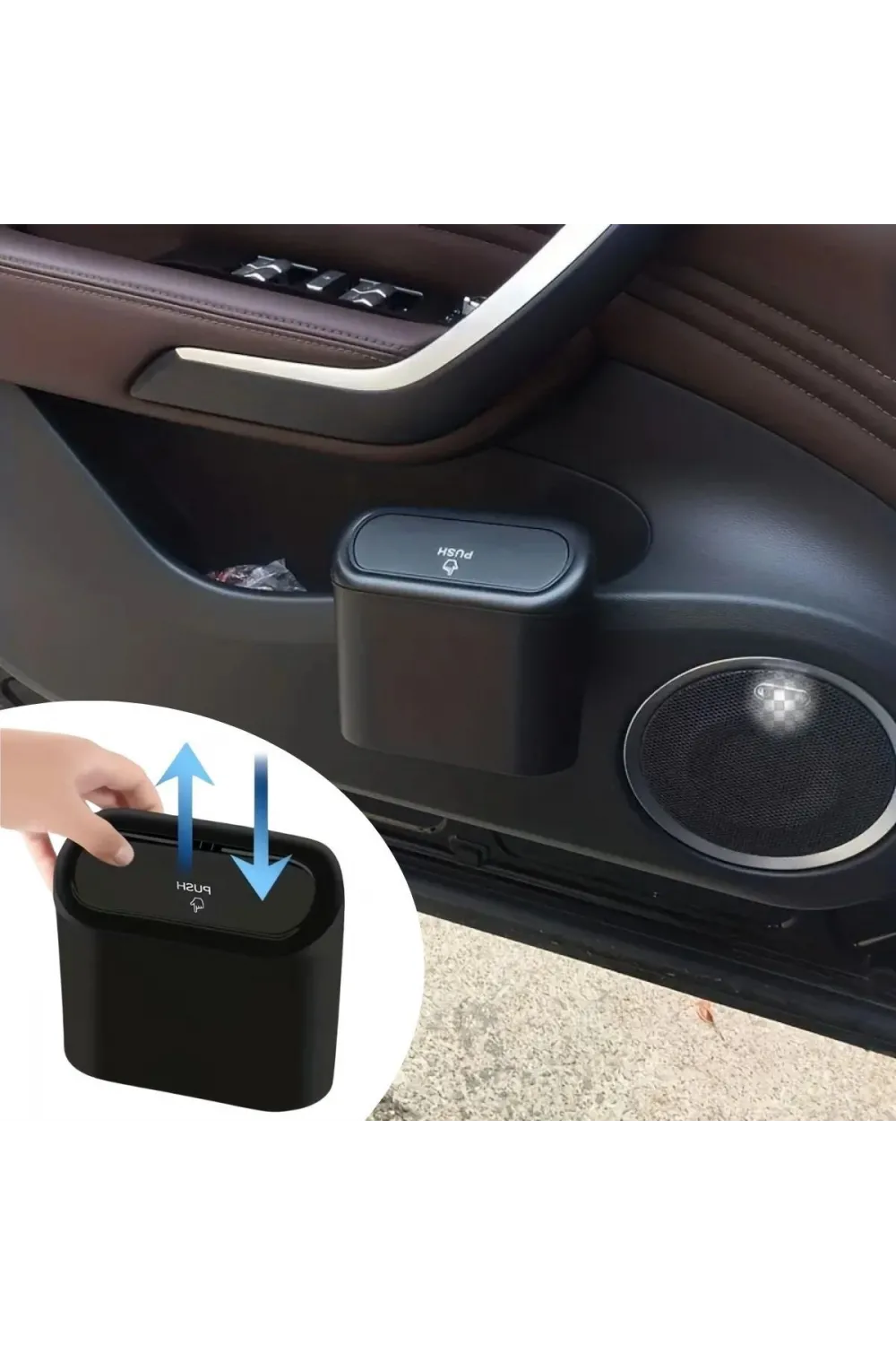Araç İçi Takılarak Sabitlenebilen Mini Kapaklı Çöp Kovası