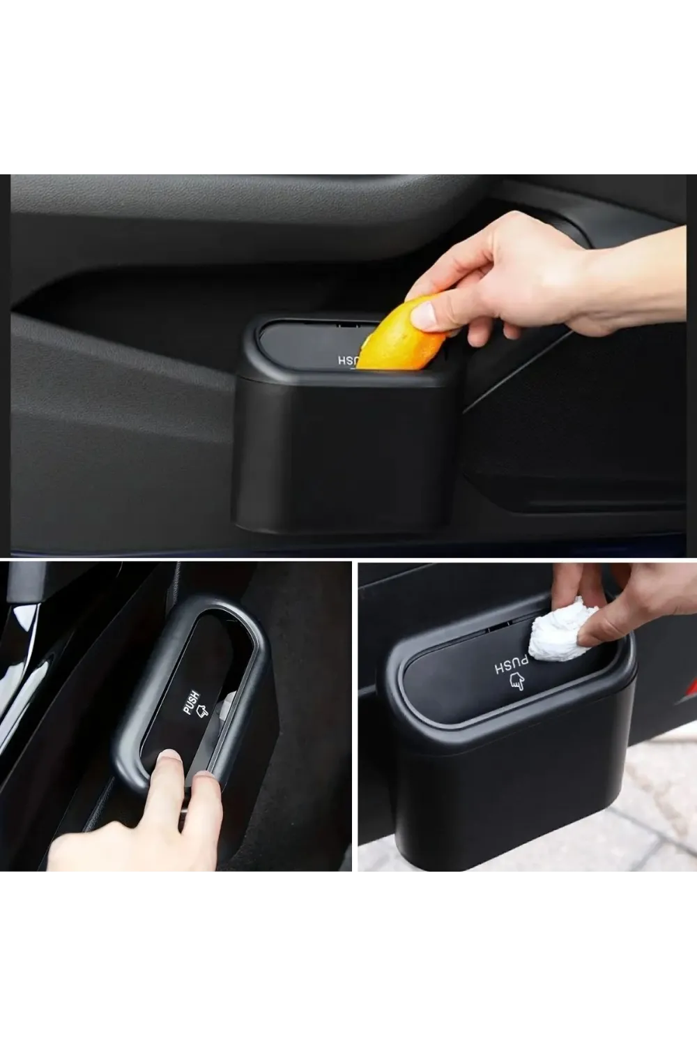 Araç İçi Takılarak Sabitlenebilen Mini Kapaklı Çöp Kovası