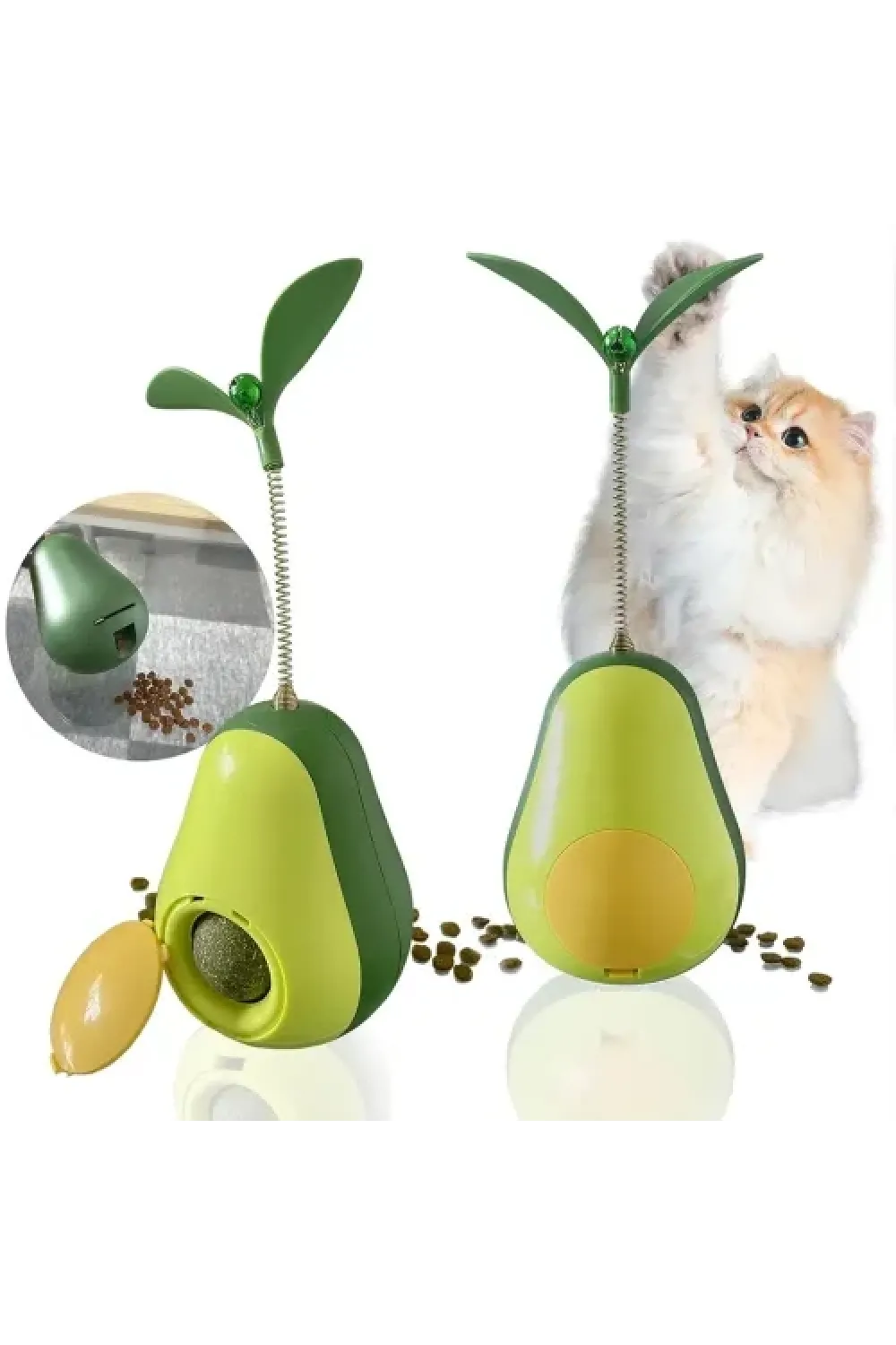 Avokado Şeklinde Kedi Naneli ve Mama Hazneli Kedi Oyuncağı