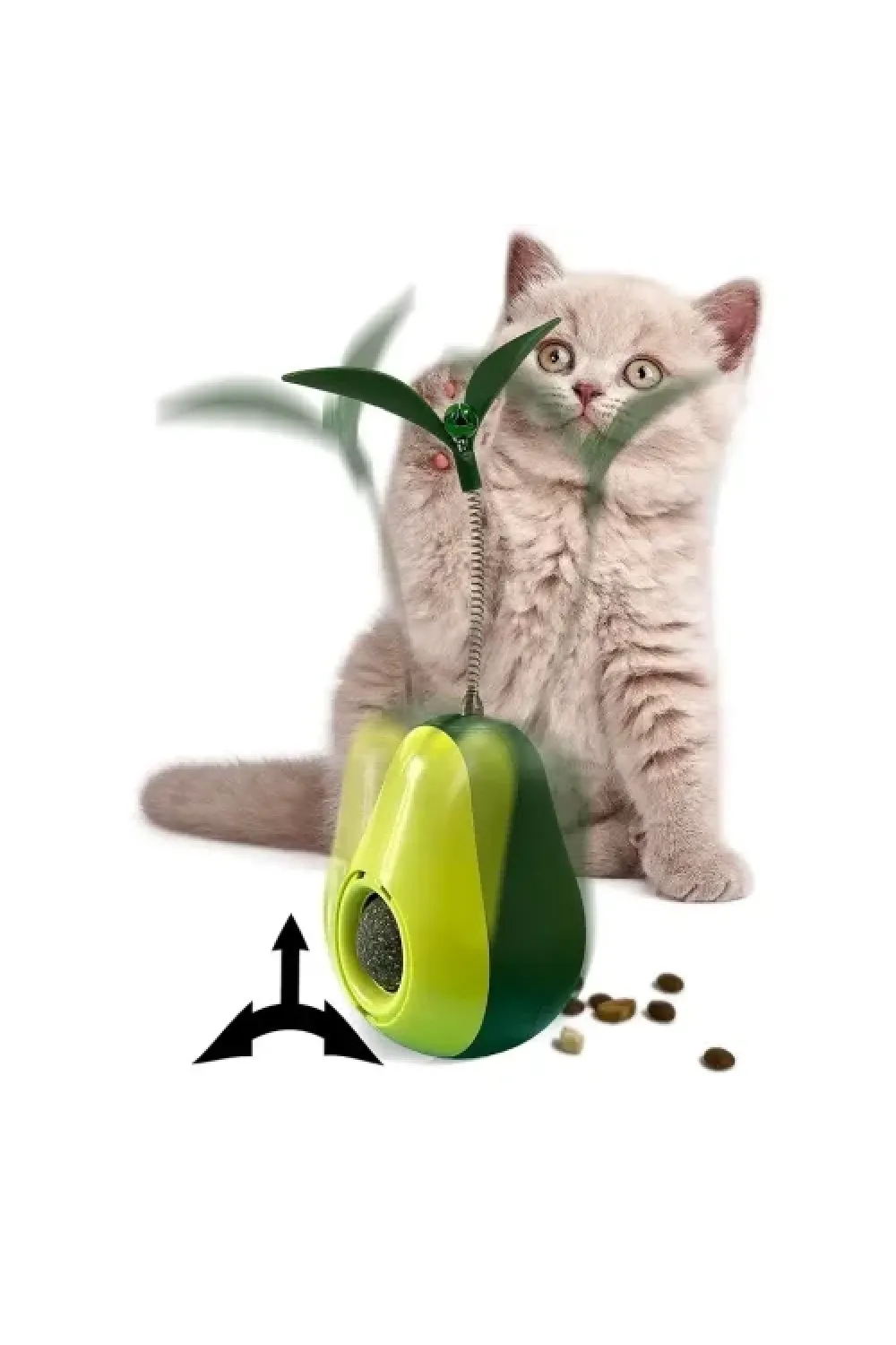 Avokado Şeklinde Kedi Naneli ve Mama Hazneli Kedi Oyuncağı