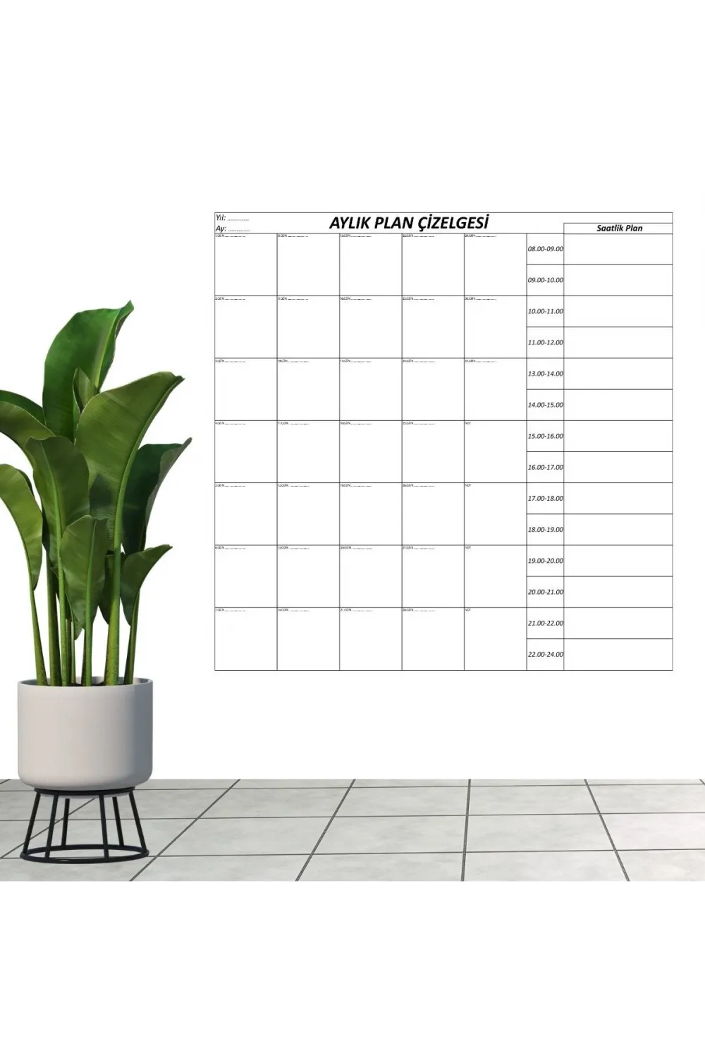 Aylık Planlayıcı Manyetik Duvar Stickerı Takvim Plan Çizelgesi