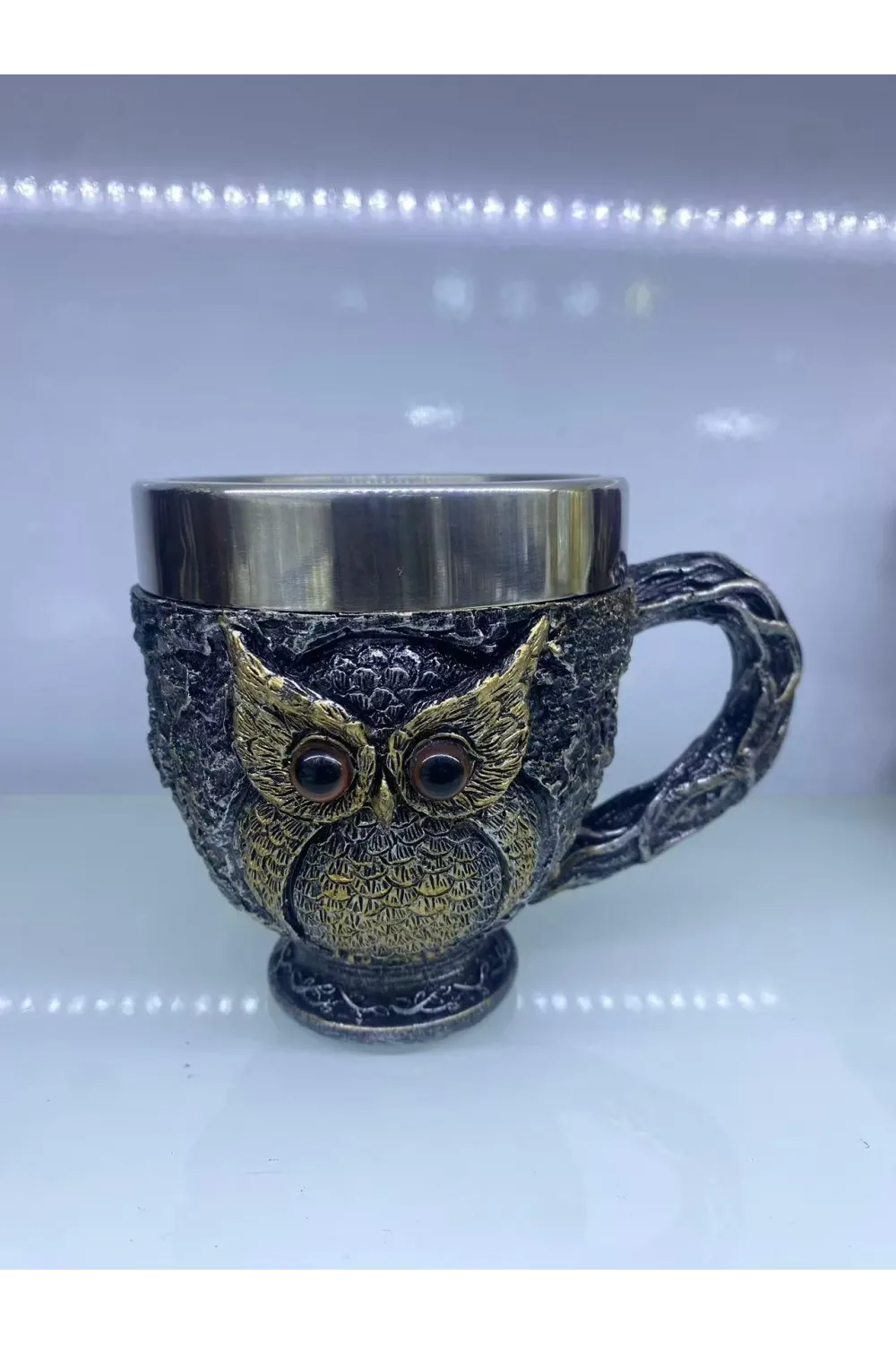 Baykuş Çelik Kupa Bardak Kod 6931