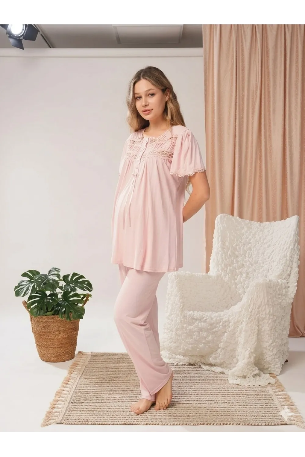 ieg™ Bone 5806 Kadın 3lü Sabahlıklı Lohusa Pijama Takımı