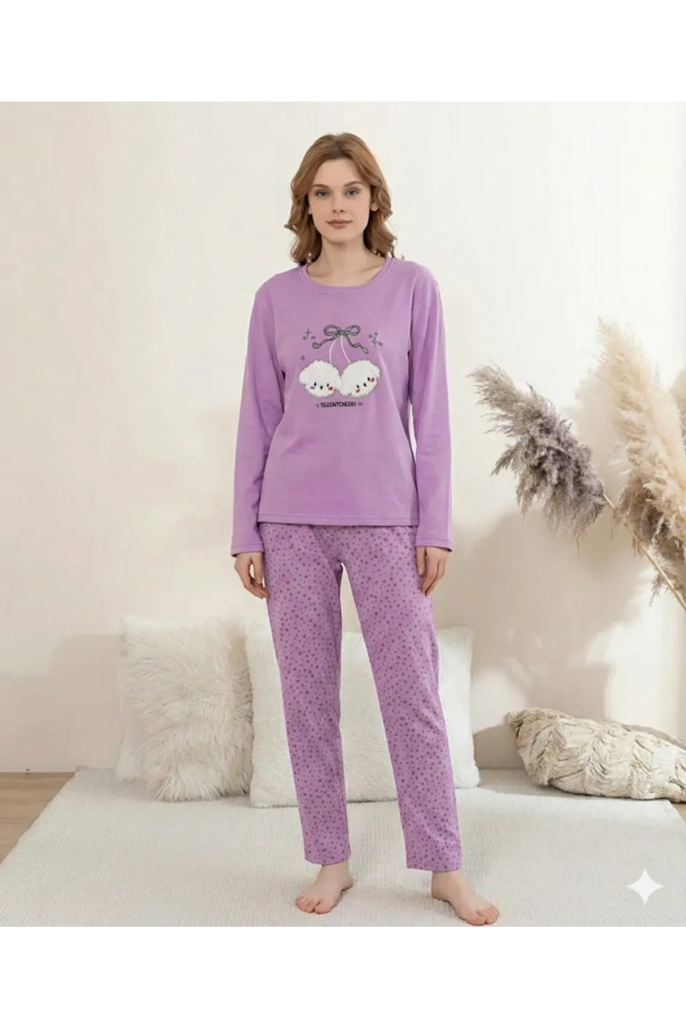 ieg™ Boyraz 0351 Kadın Penye Uzun Kol Pijama Takımı