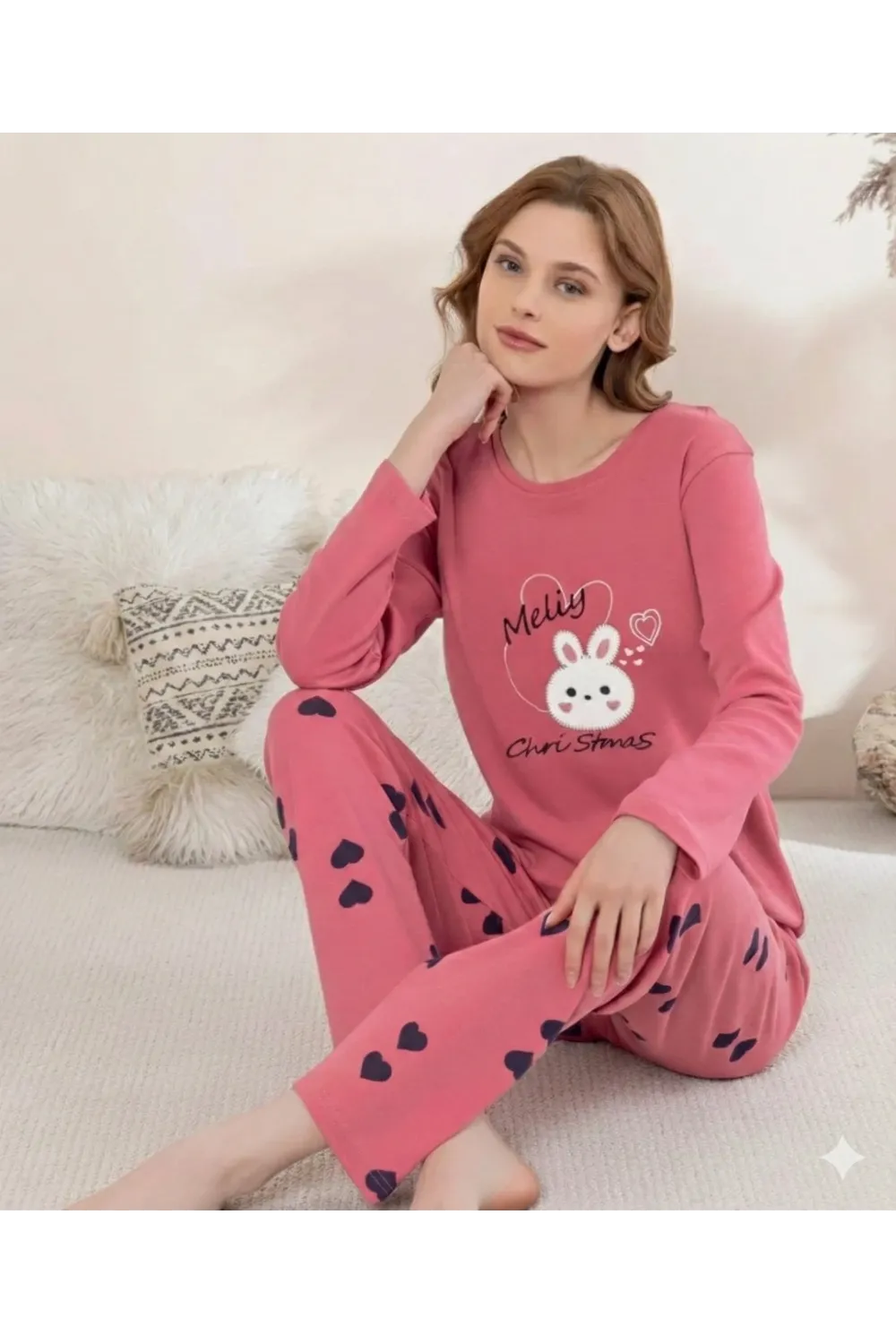 ieg™ Boyraz 0353 Kadın Penye Uzun Kol Pijama Takımı