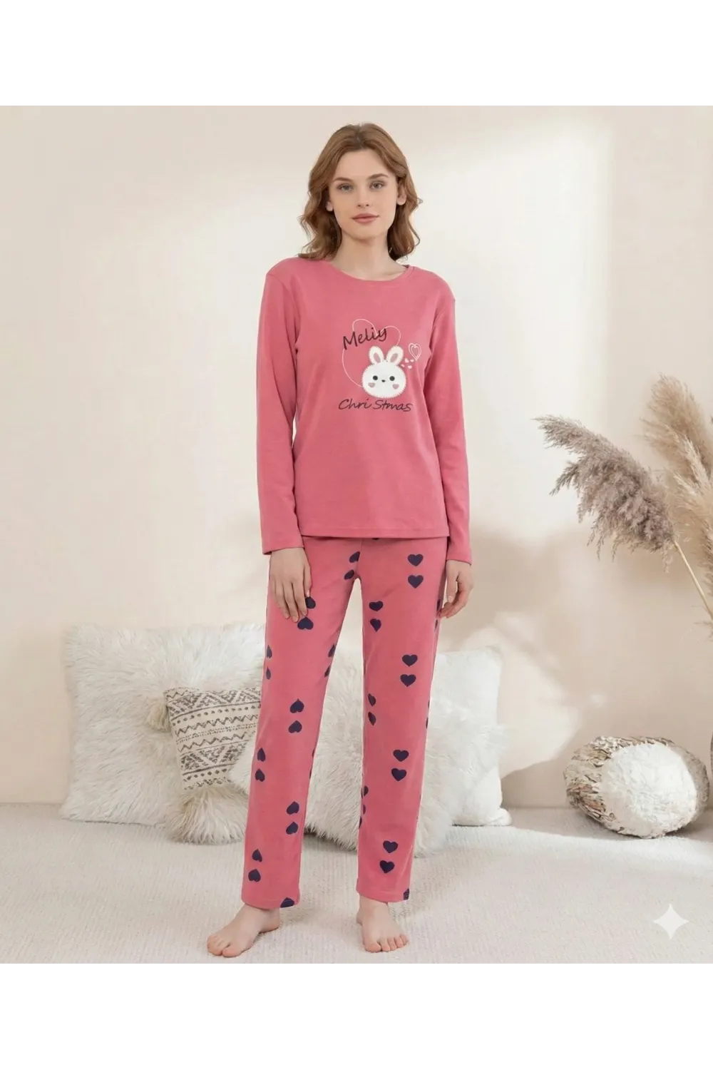 ieg™ Boyraz 0353 Kadın Penye Uzun Kol Pijama Takımı