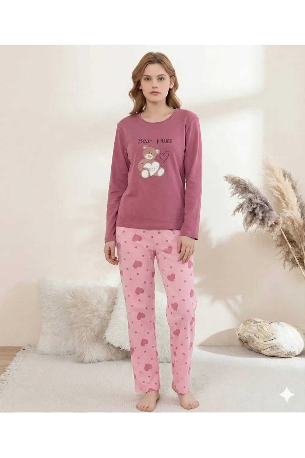 ieg™ Boyraz 0354 Kadın Penye Uzun Kol Pijama Takımı