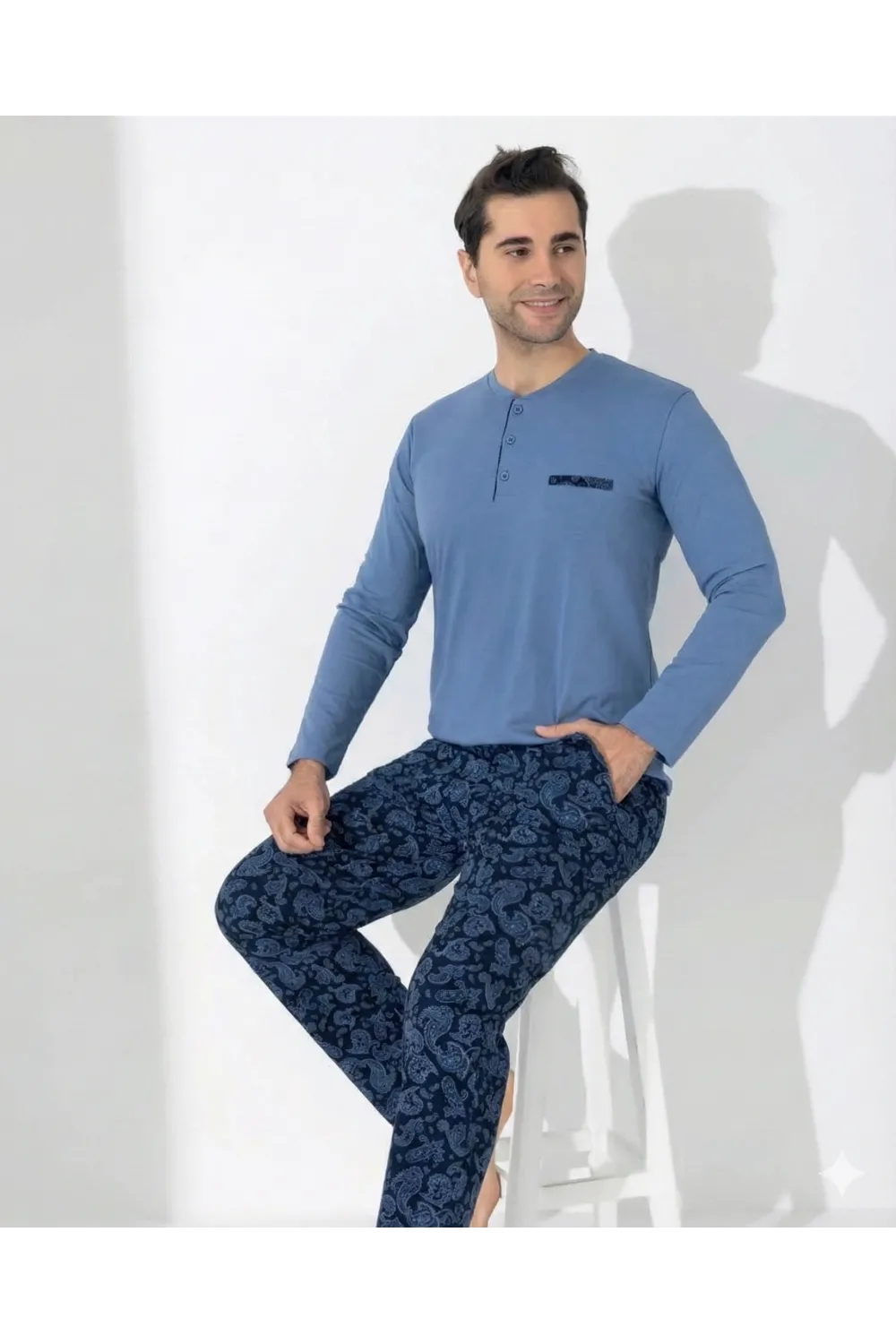 ieg™ Boyraz 0403 Erkek Uzun Kol Pijama Takımı