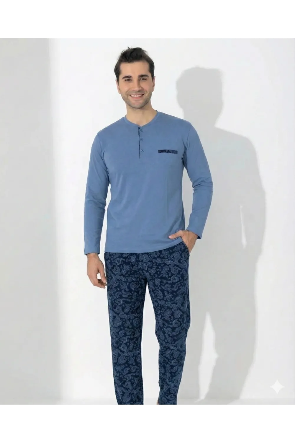 ieg™ Boyraz 0403 Erkek Uzun Kol Pijama Takımı